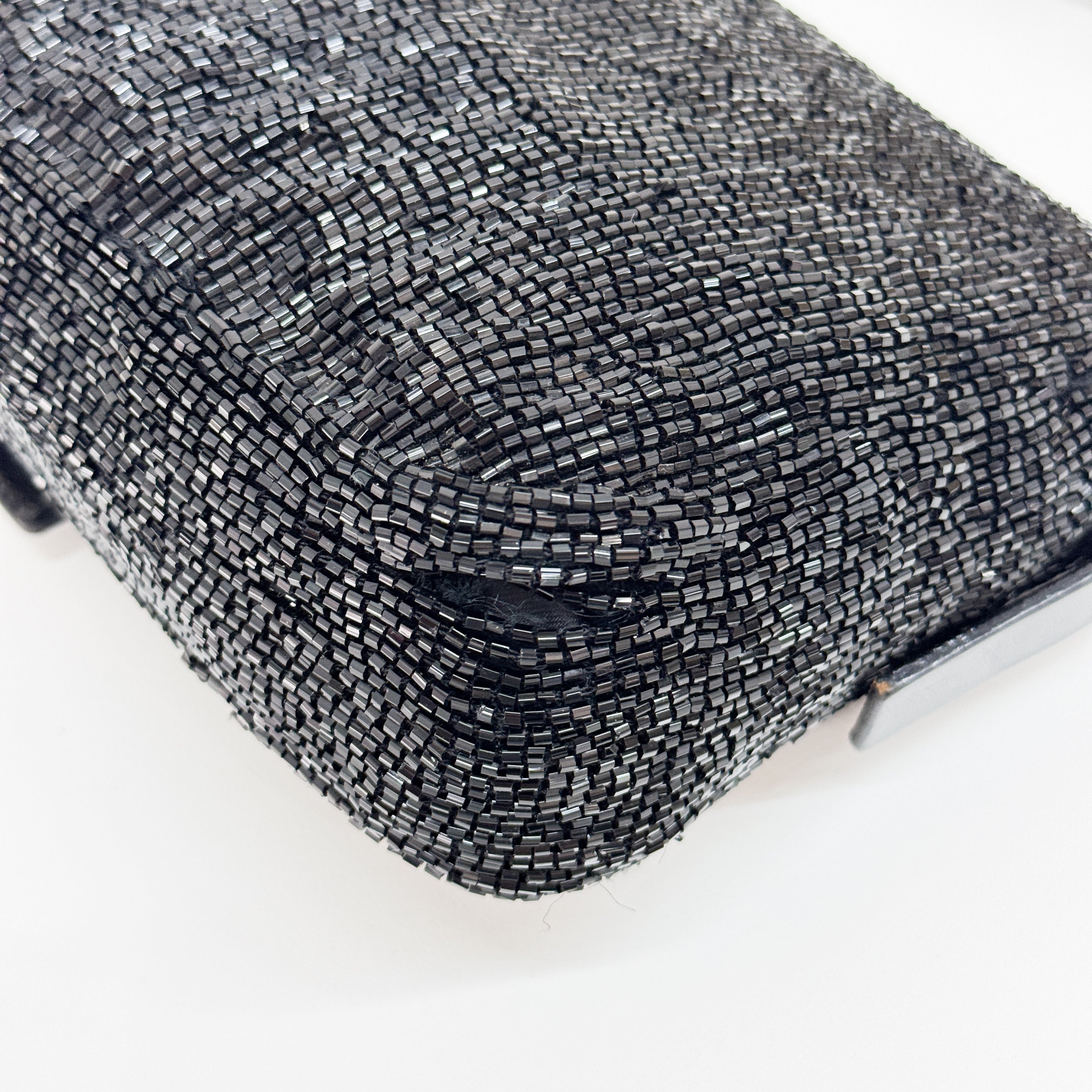 Baguette Black Beading Shoulder Bag