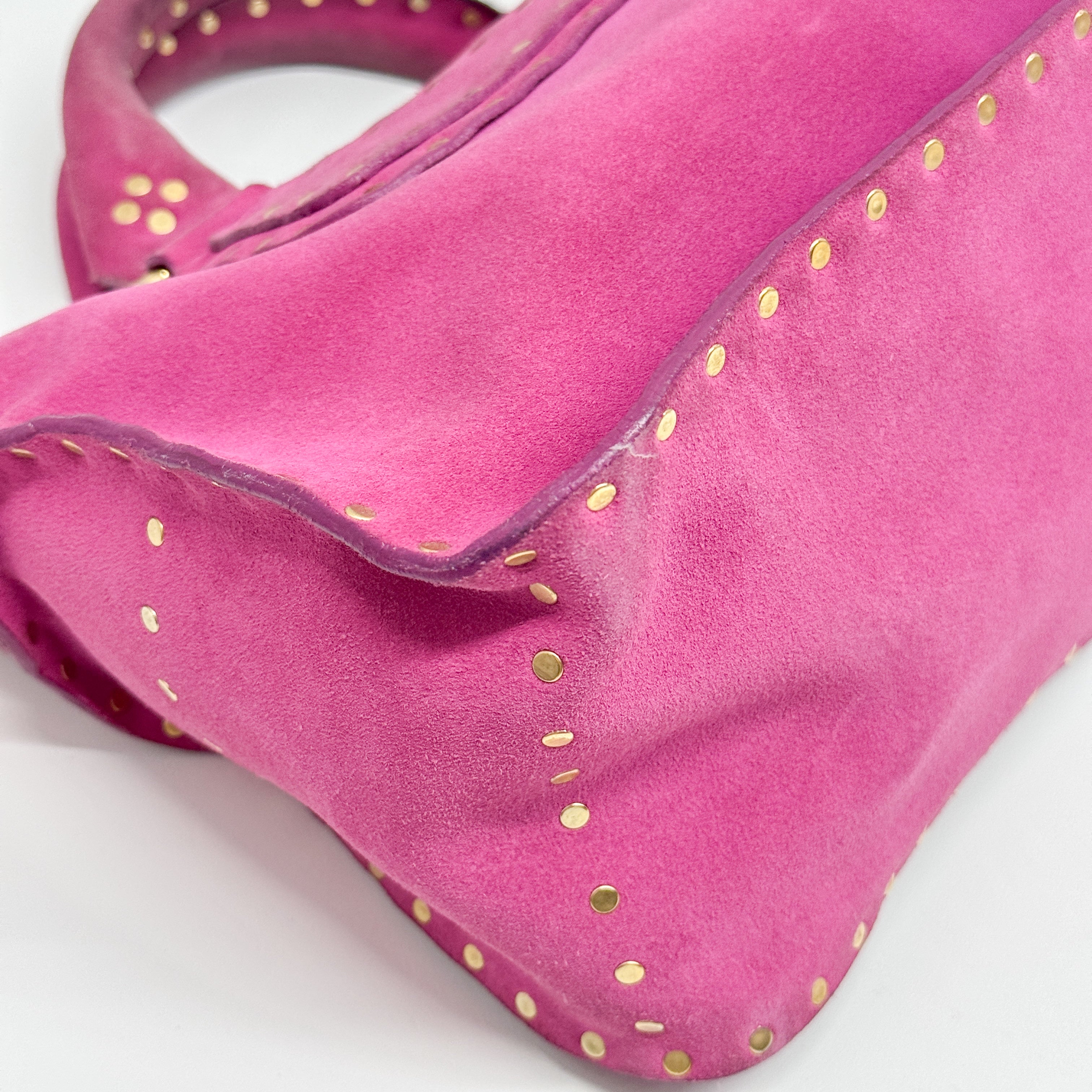 Boogie Pink Studded Suede Hand Bag