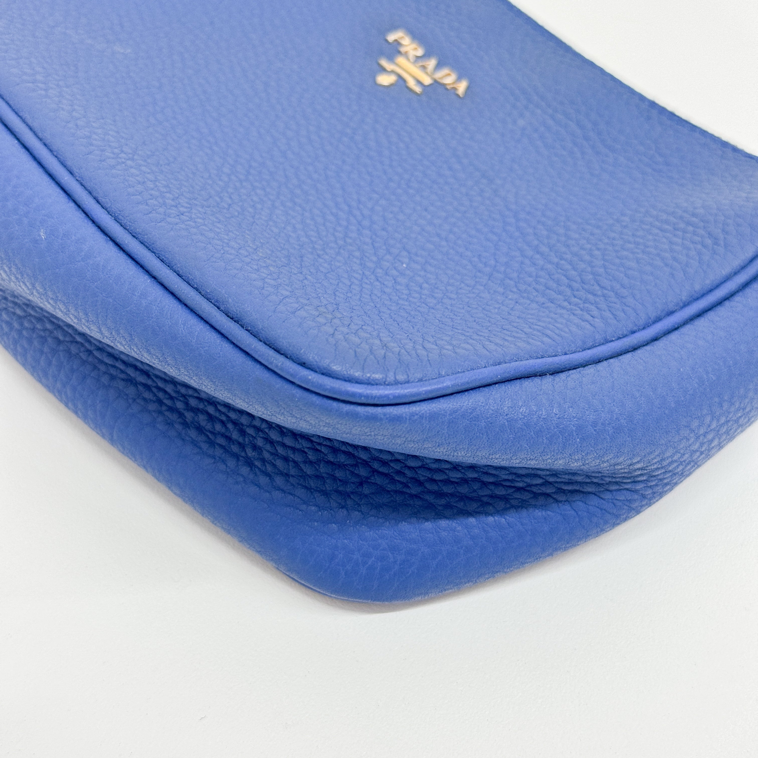 Blue Leather Mini Handle Bag