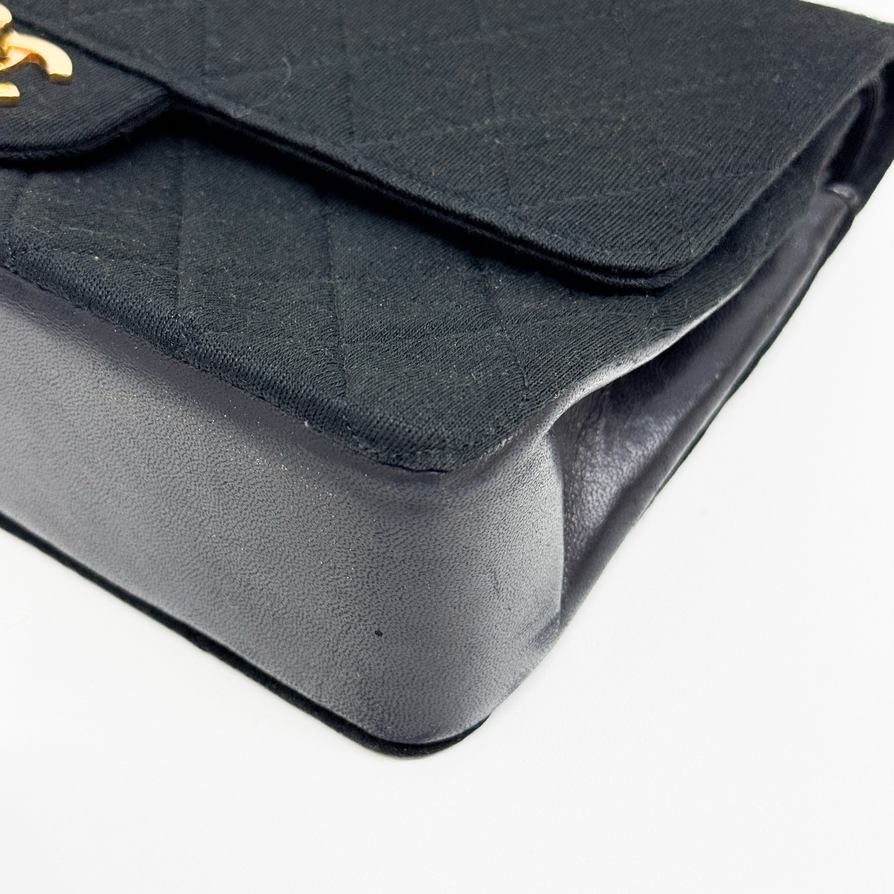 Timeless Double Flap Black Cotton Shoulder Bag