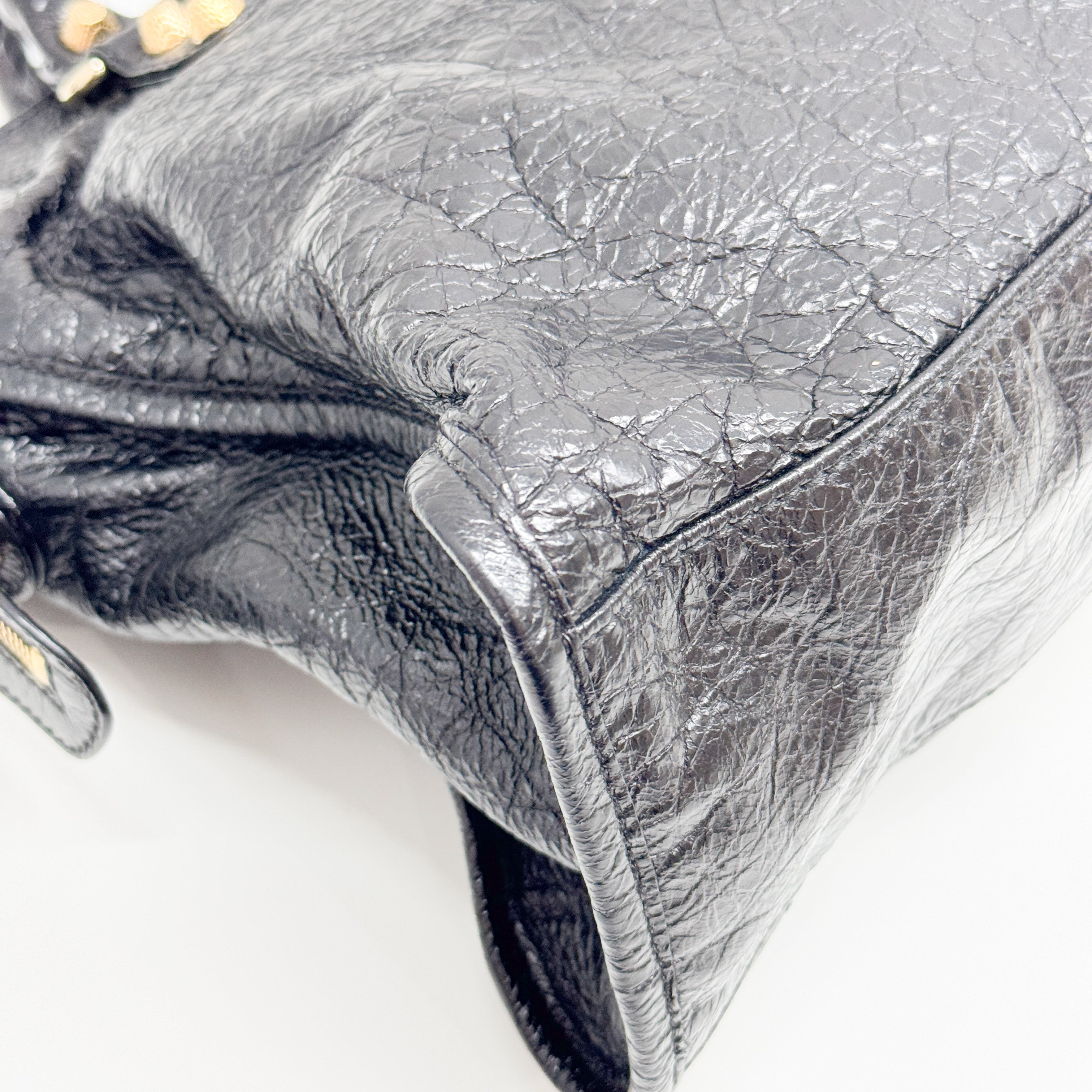 The City Black Calfskin Leather Two Way Bag