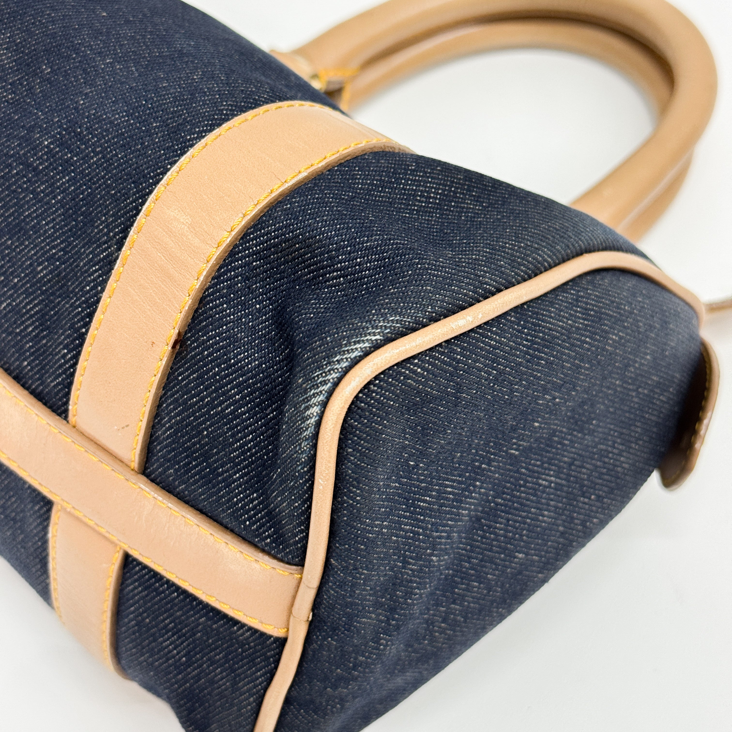 Mini Boston Blue Denim Hand Bag