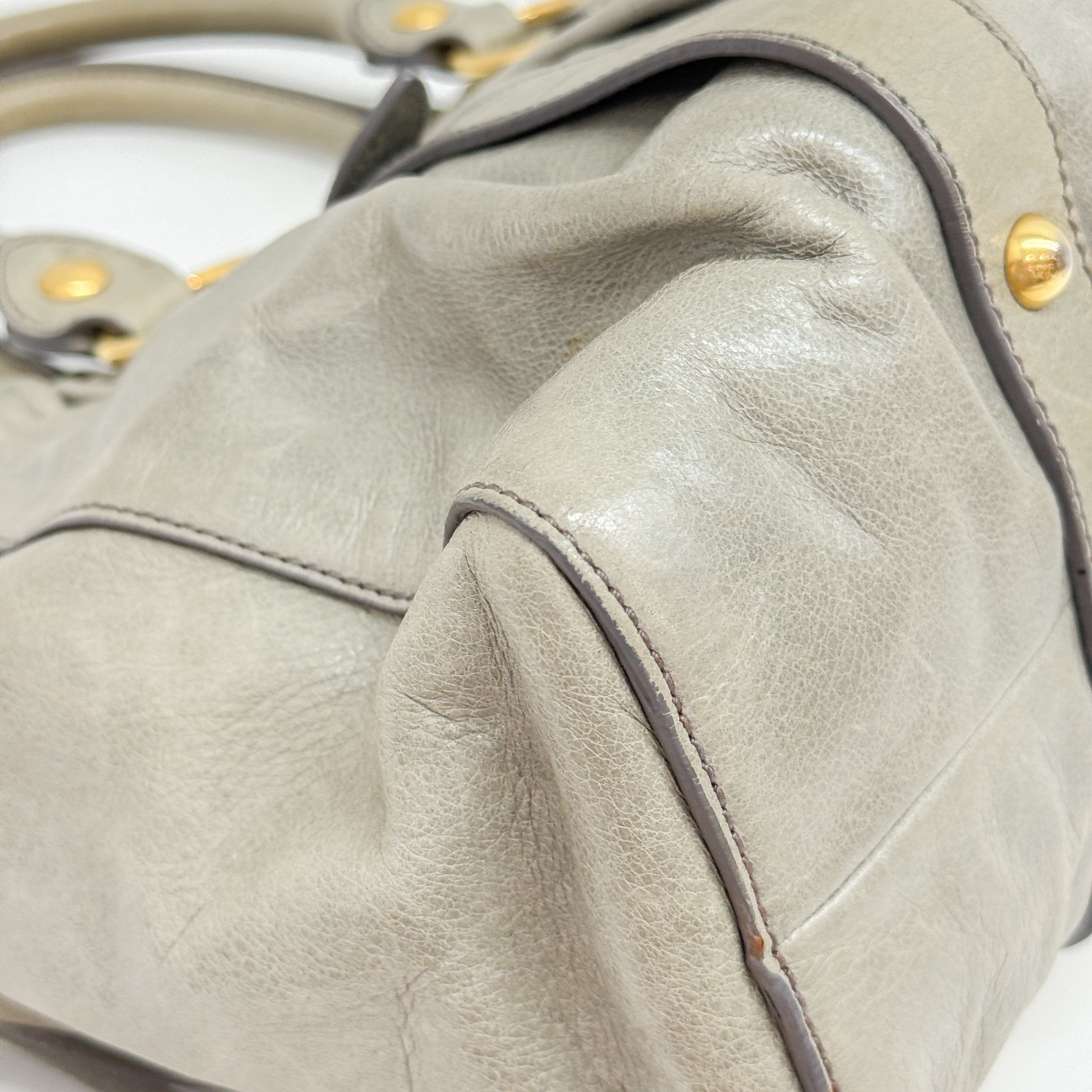 Vitello Beige Calfskin Leather Two Way Bag