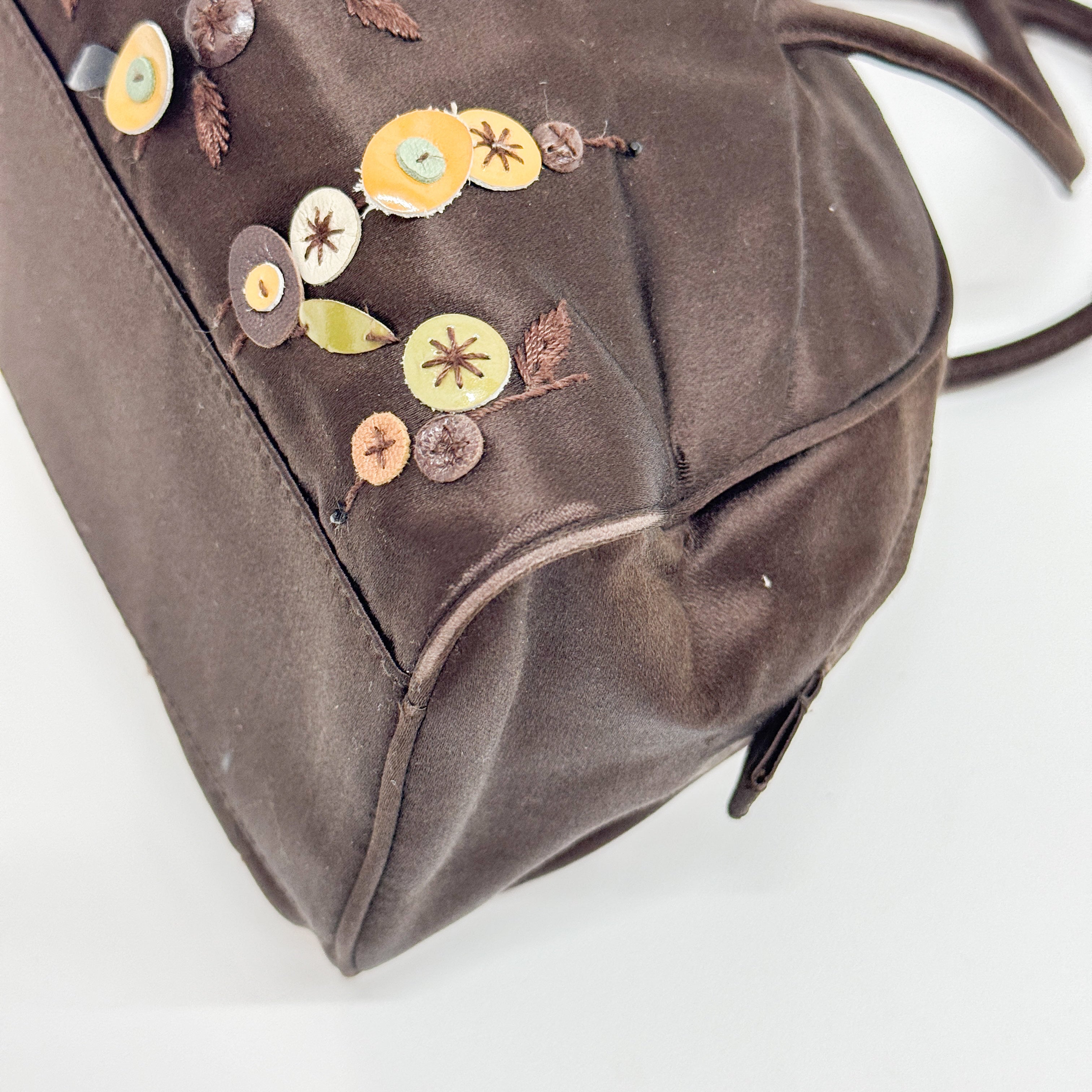 Vintage Black Beaded Satin Hand Bag