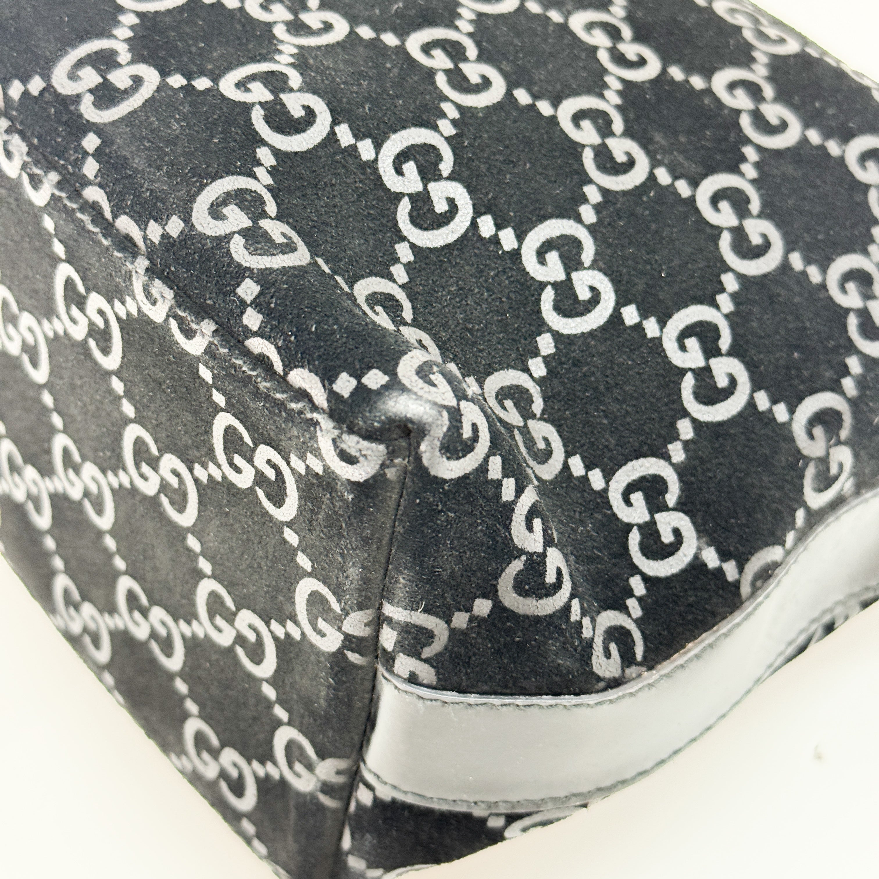 GG Black Suede Hobo Bag