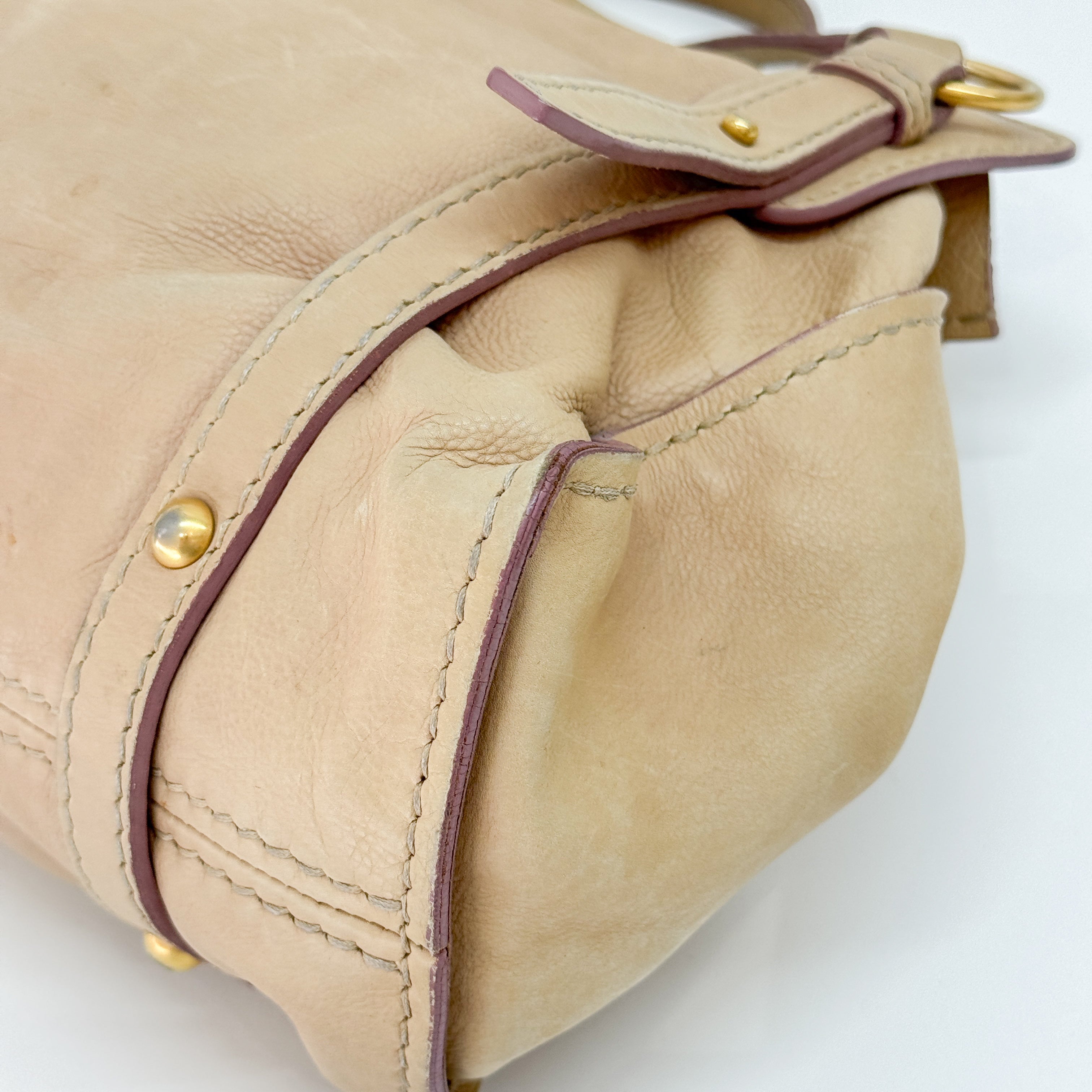 Vitello Lux Bow Bag Beige Calfskin Leather Shoulder Bag