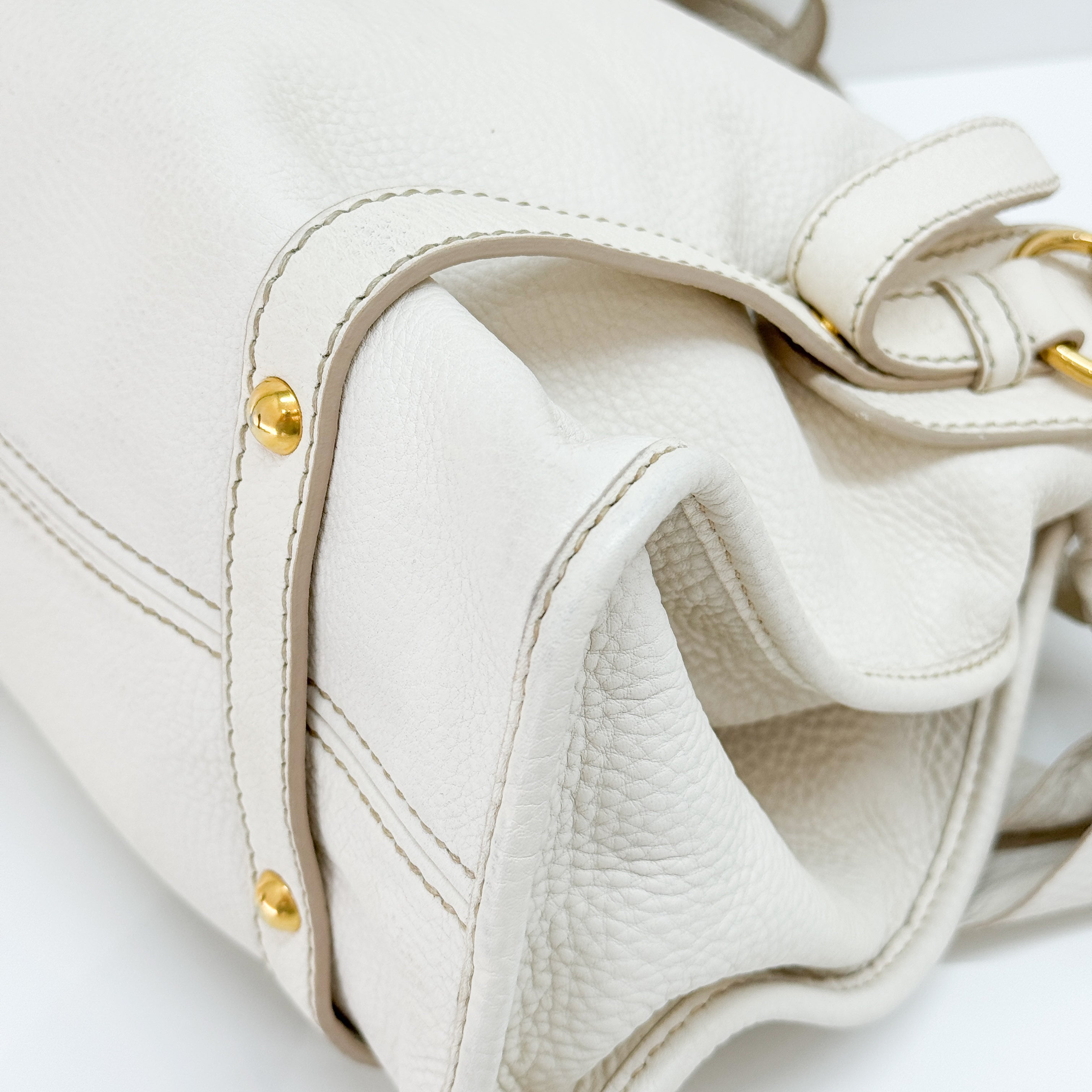 Vitello Lux Bow Bag White Calfskin Leather Shoulder Bag