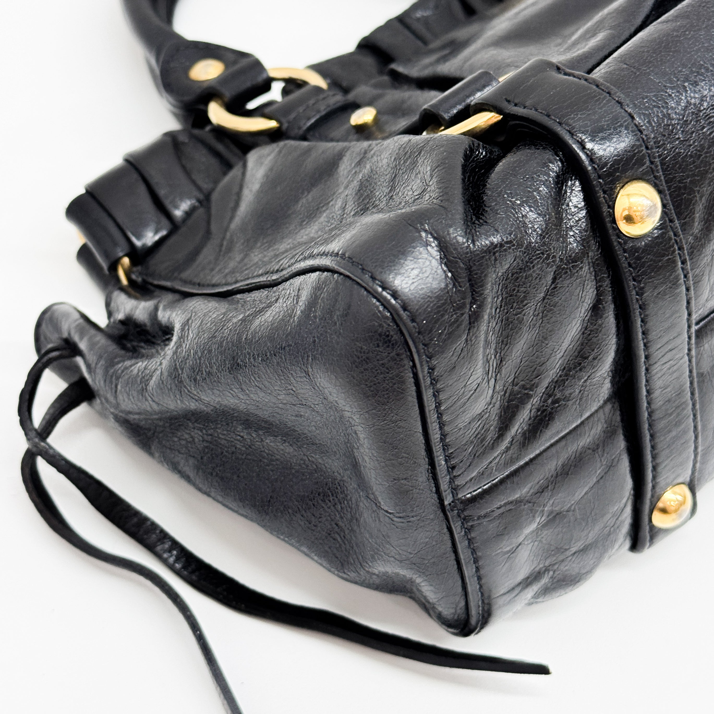 Mini Vitello Black Calfskin Leather Two Way Bag