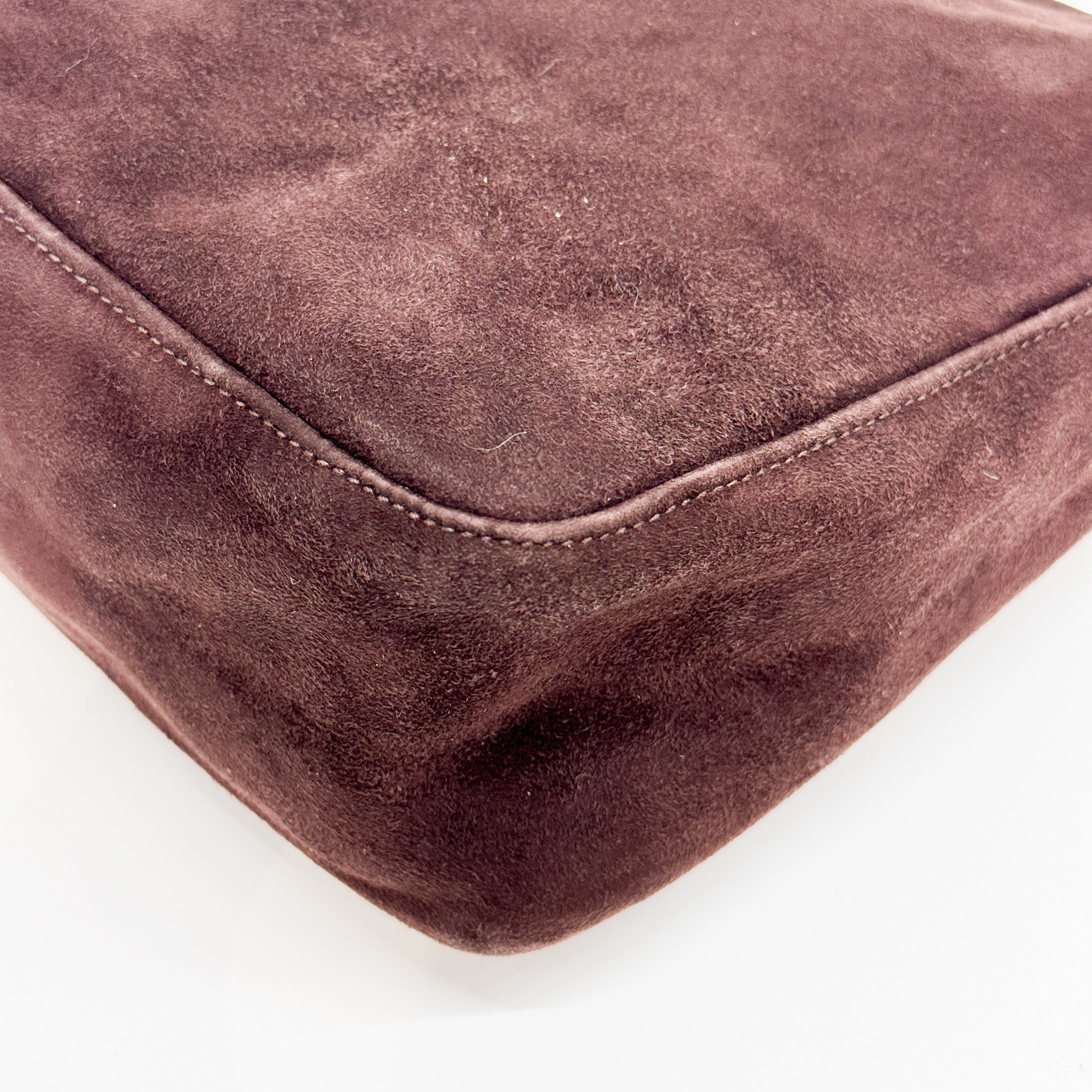 Mamma Baguette Brown Suede Shoulder Bag