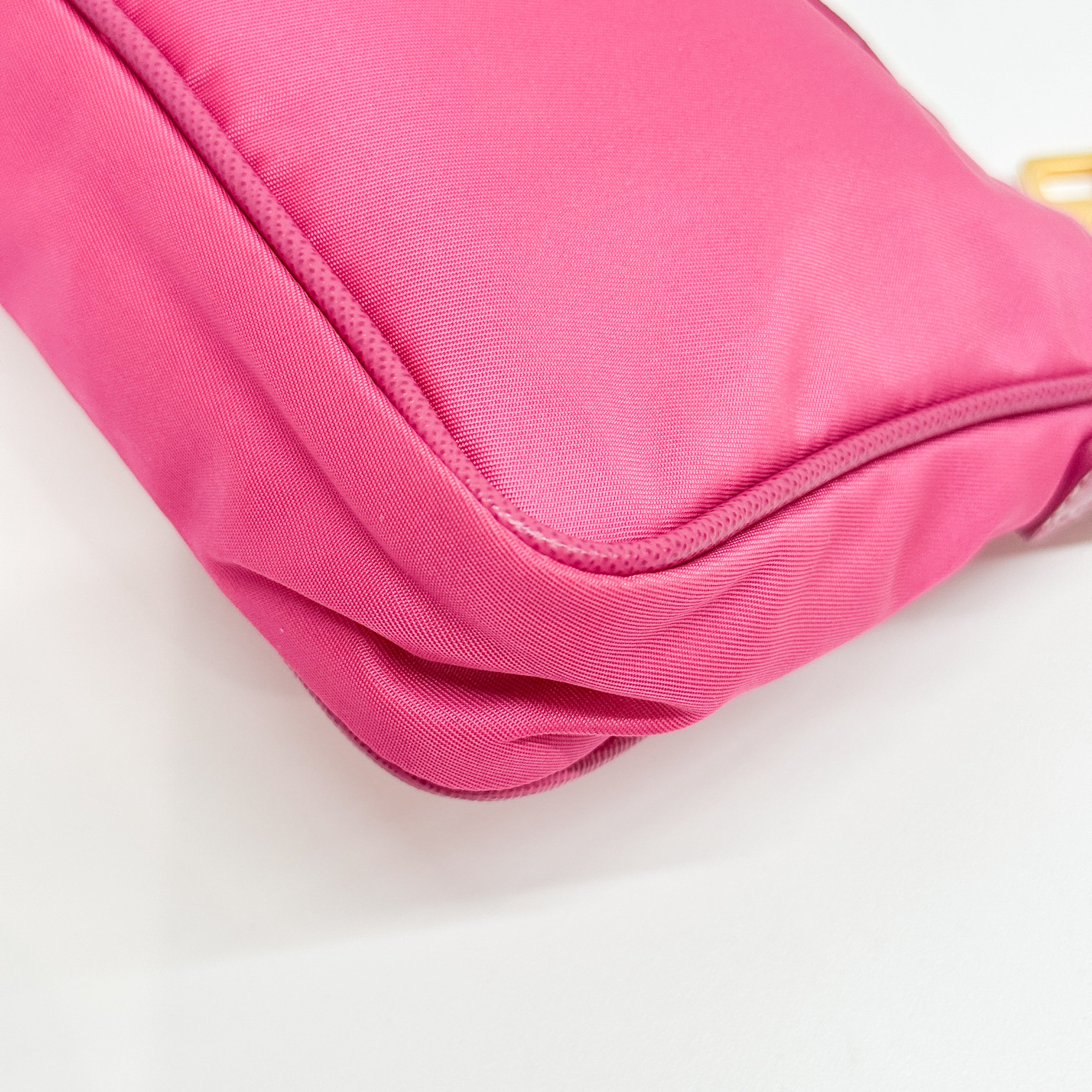 Gold Chain Pink Nylon Shoulder Bag