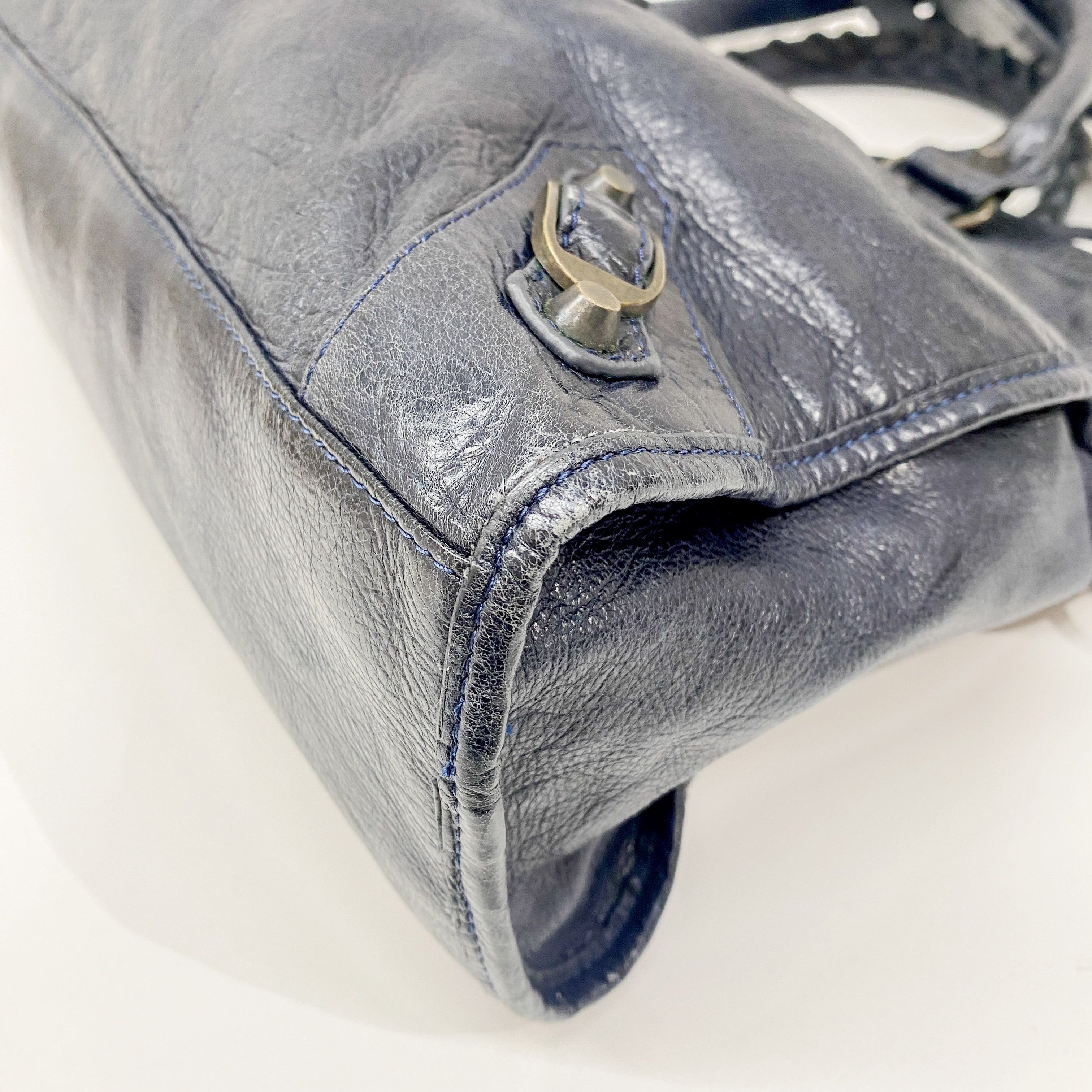 The City Navy Leather Bag