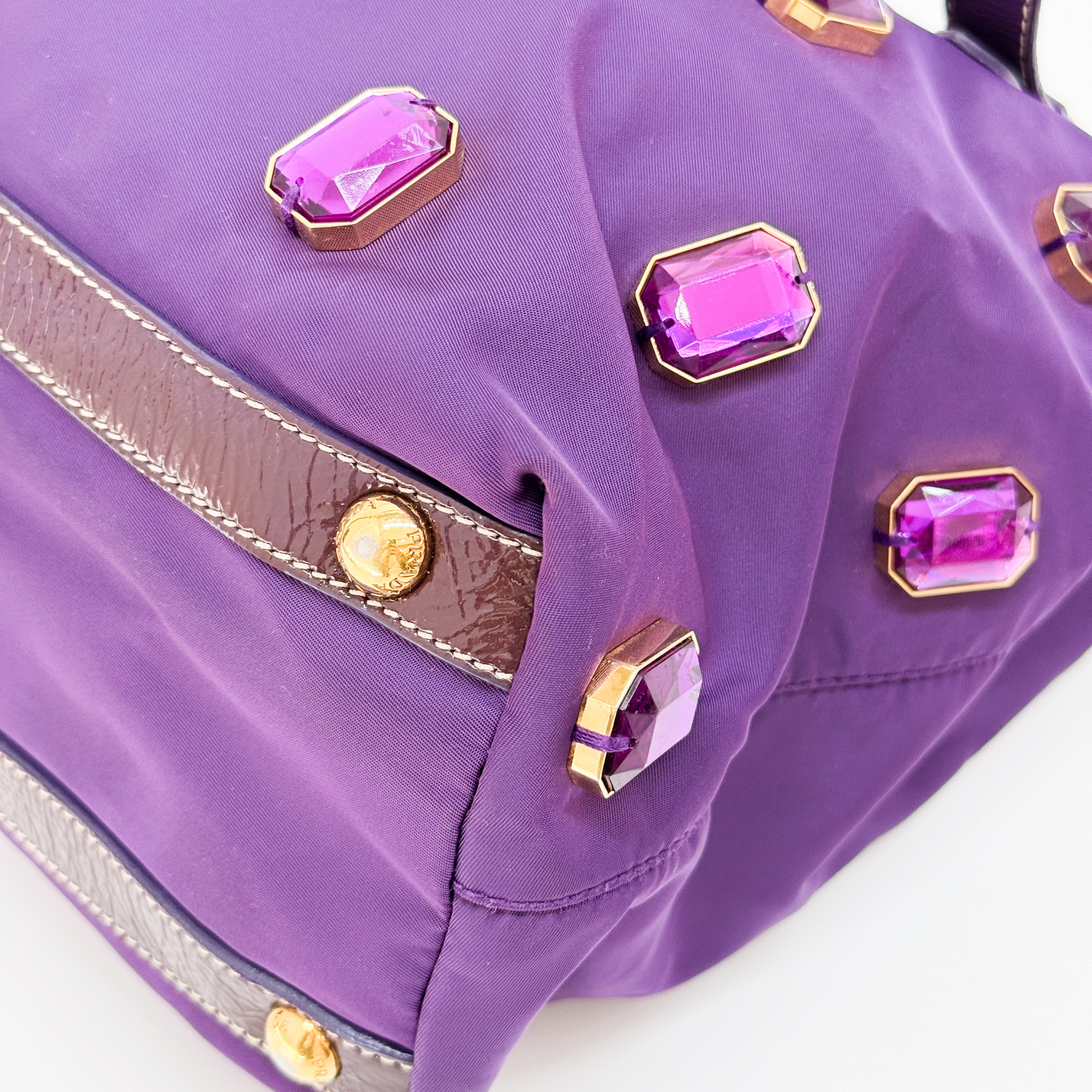 Vintage Purple Rhinenstone Satin Shoulder Bag