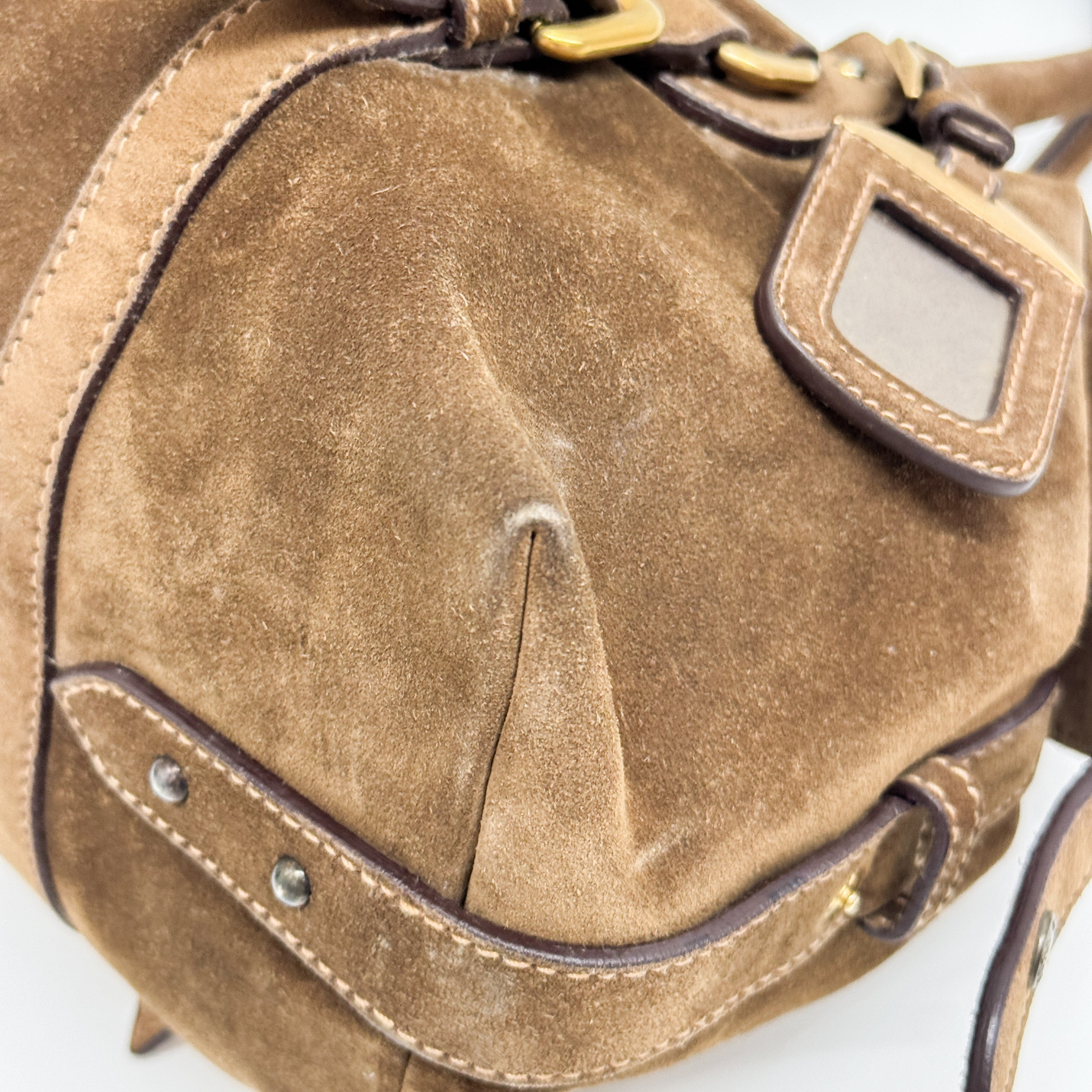Vintage Brown Suede Hand Bag
