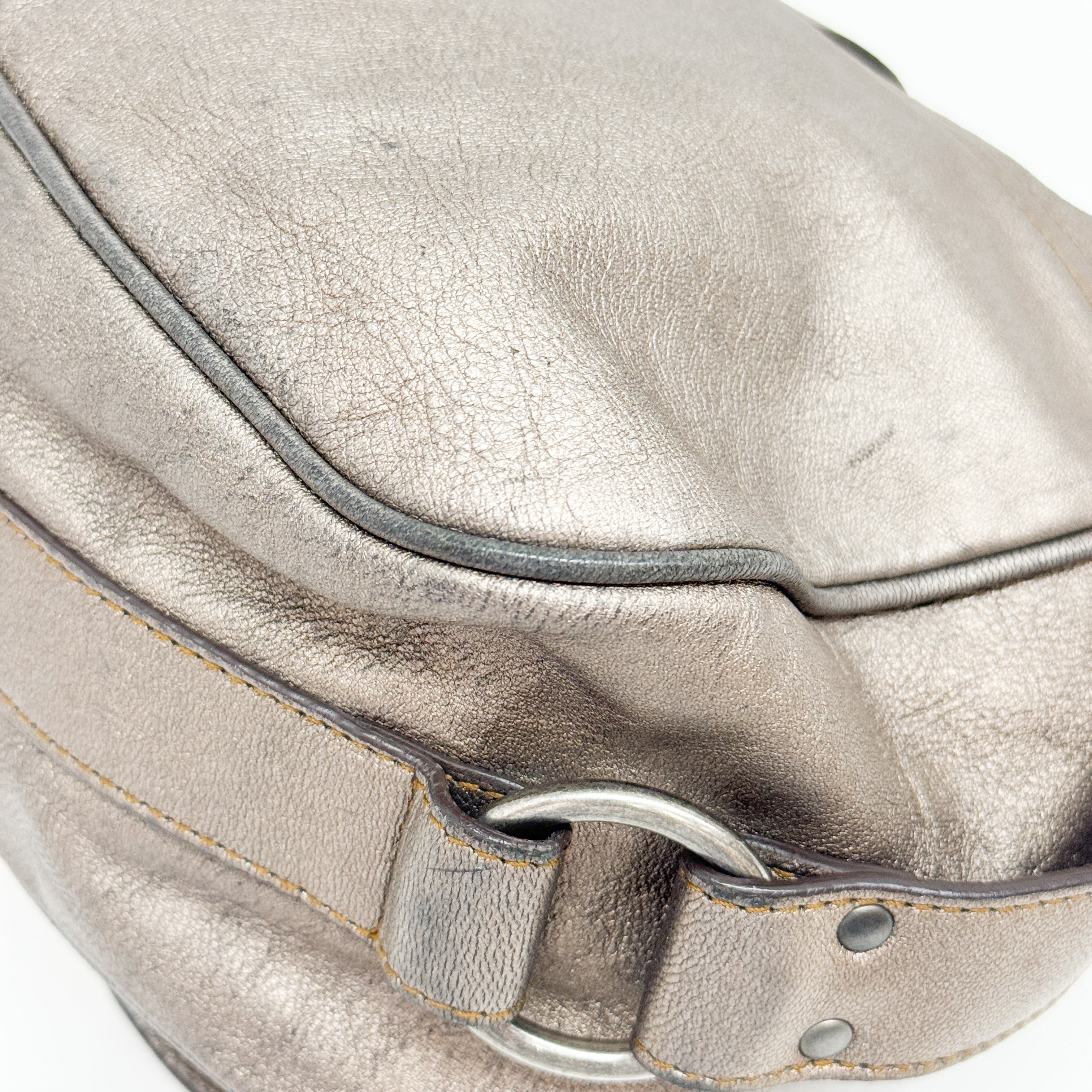 Gaucho Bronz Metallic Calfskin Leather Shoulder Bag