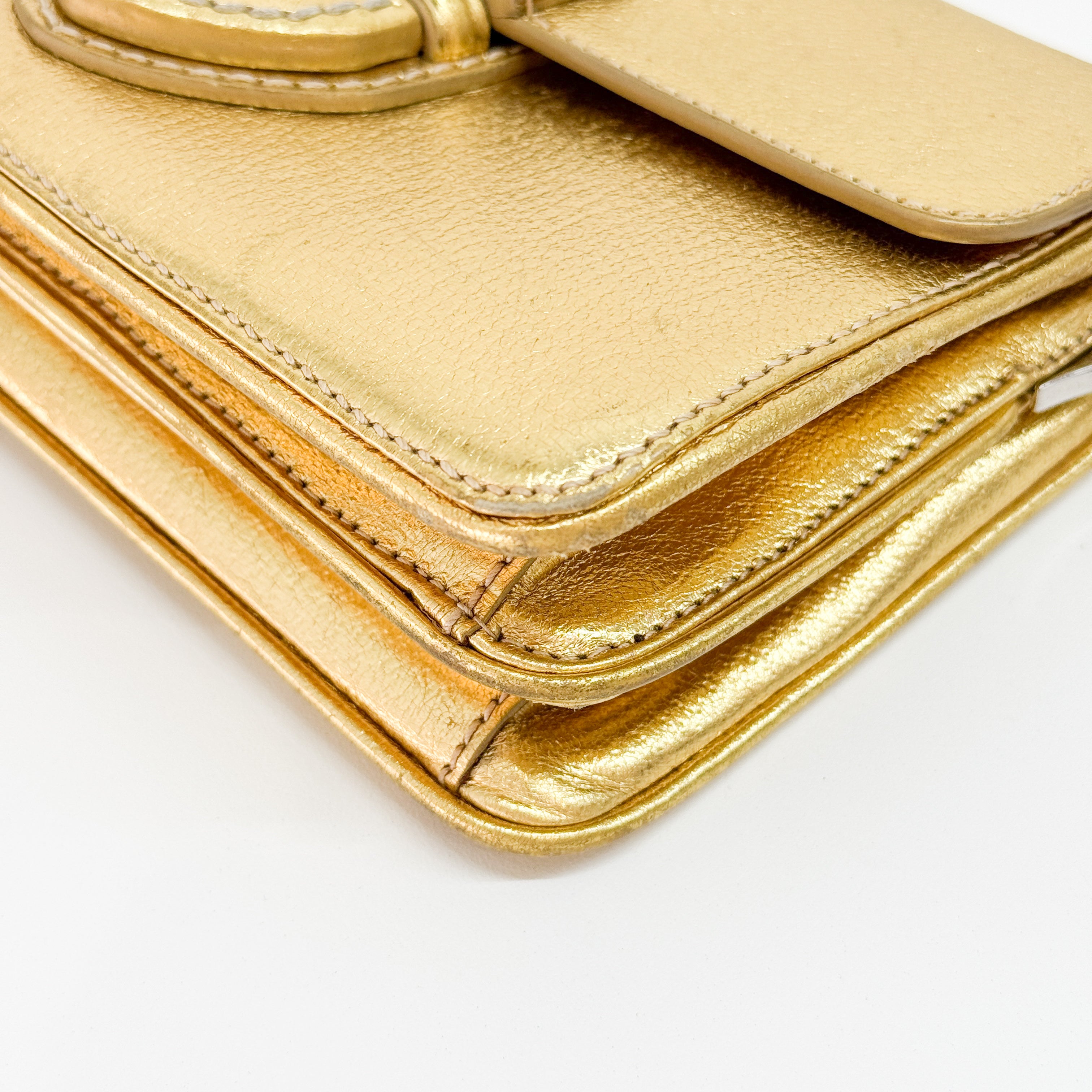 Gold Leather Shoulder Bag