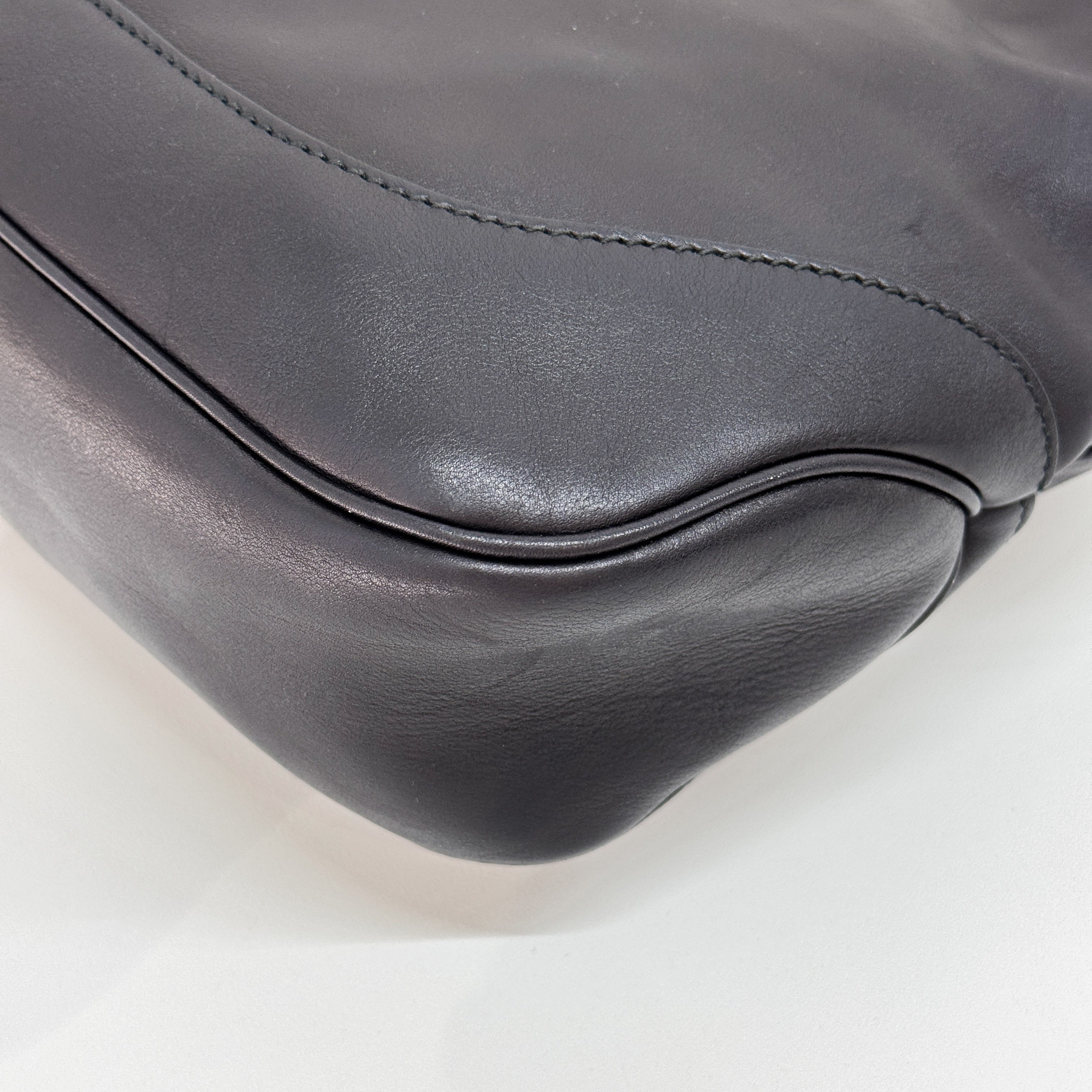 Jackie Black Leather Shoulder Bag