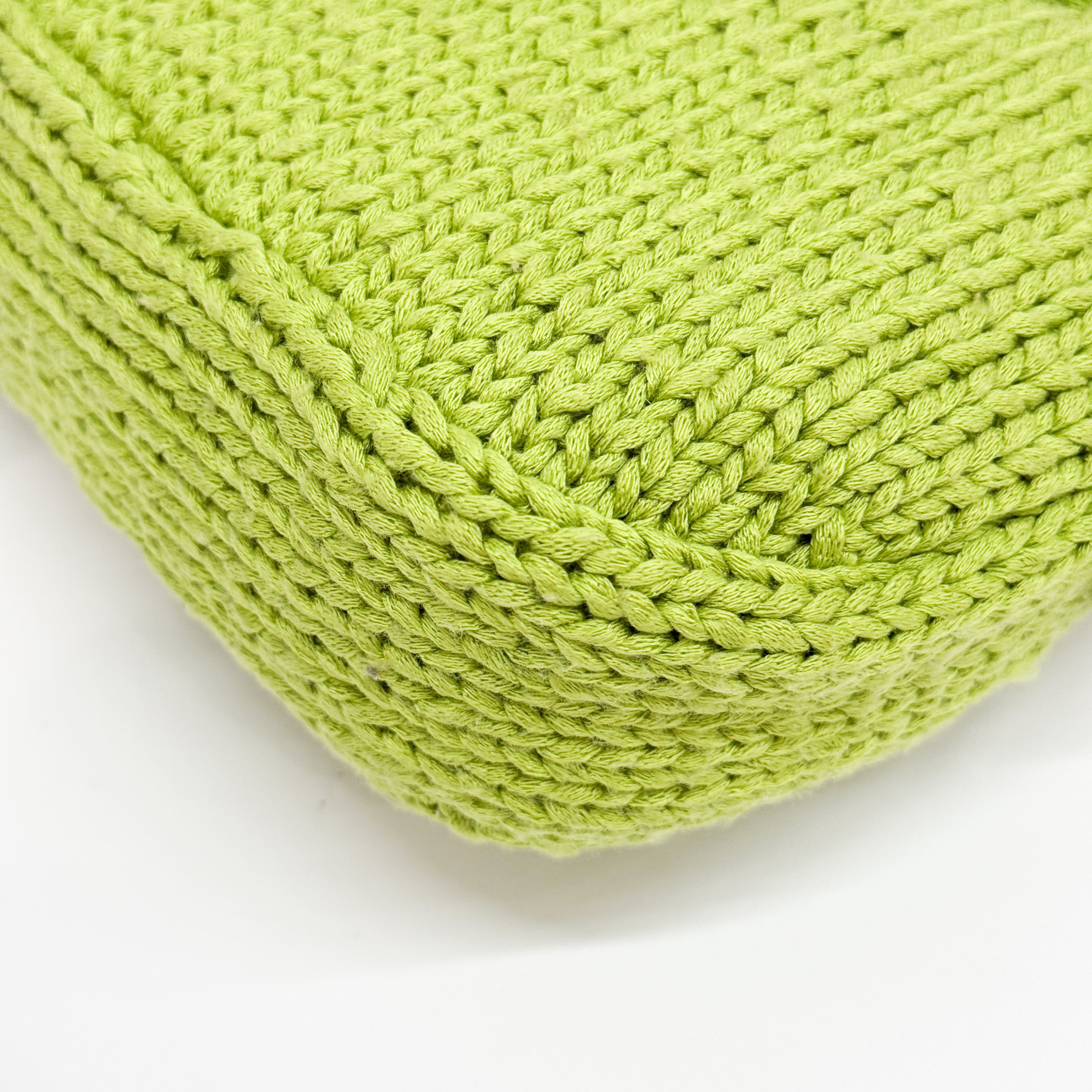 Baguette Green and Pink Crochet and Pony Hair Shoulder Bag