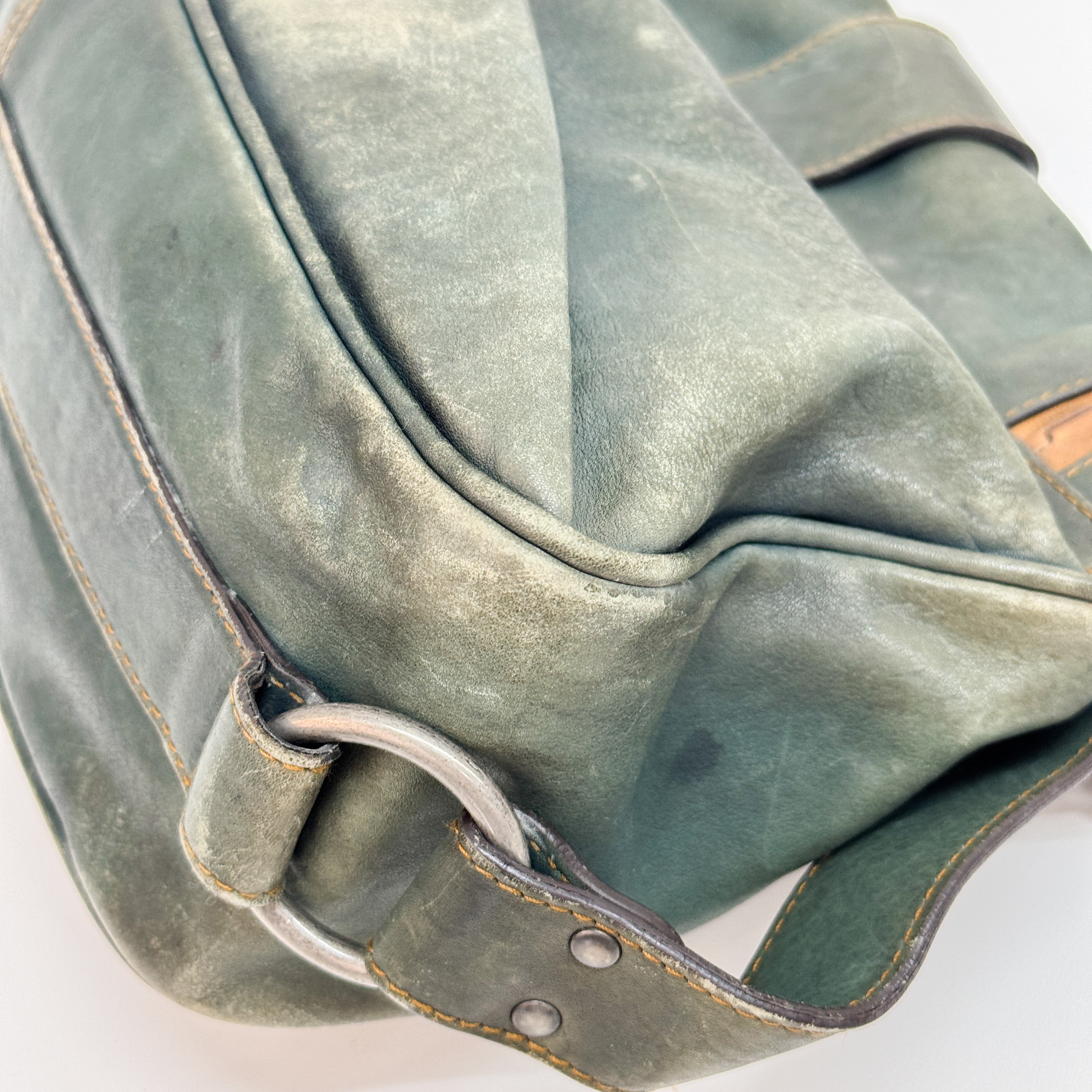 Gaucho Green Calfskin Leather Shoulder Bag