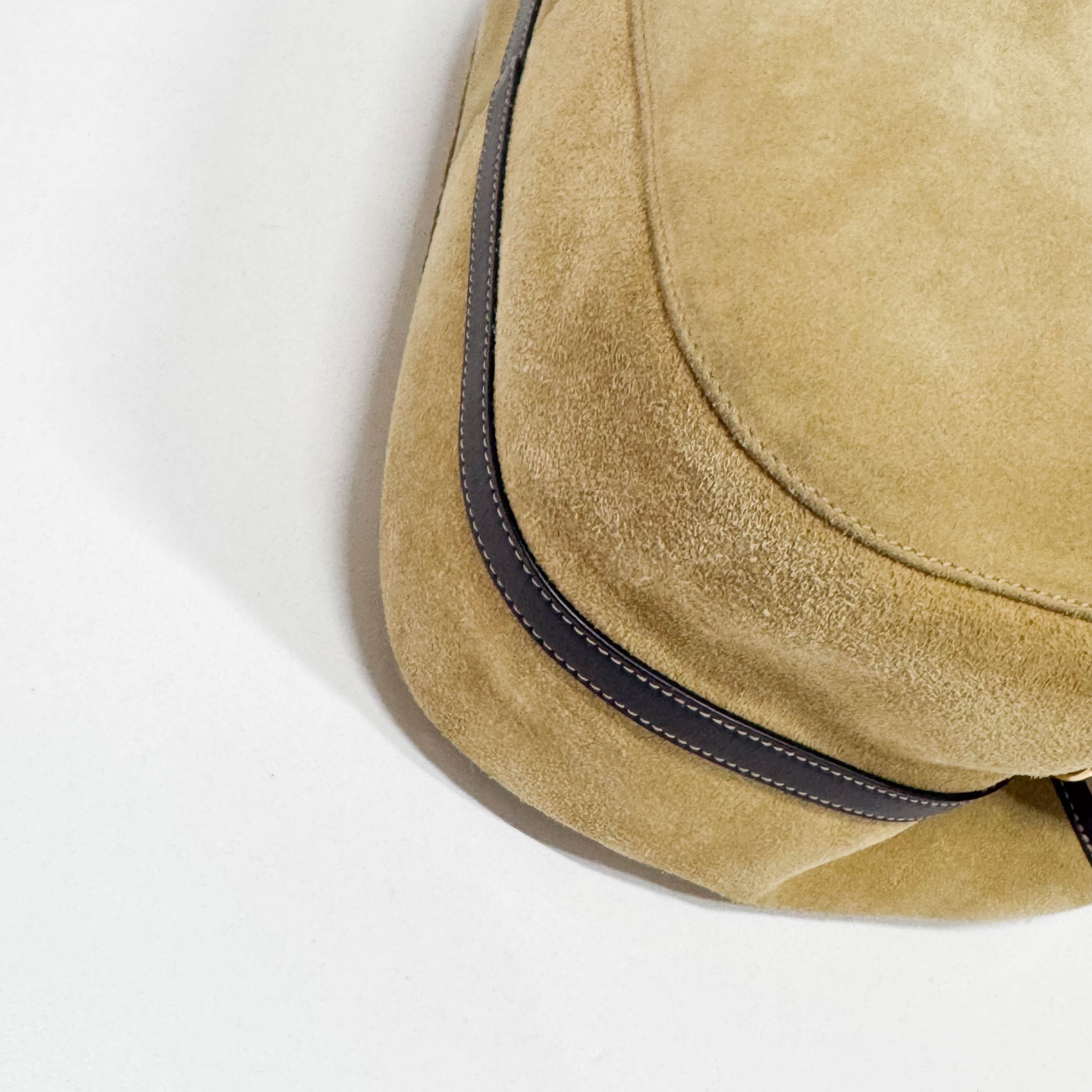 Anagram Beige Suede Shoulder Bag