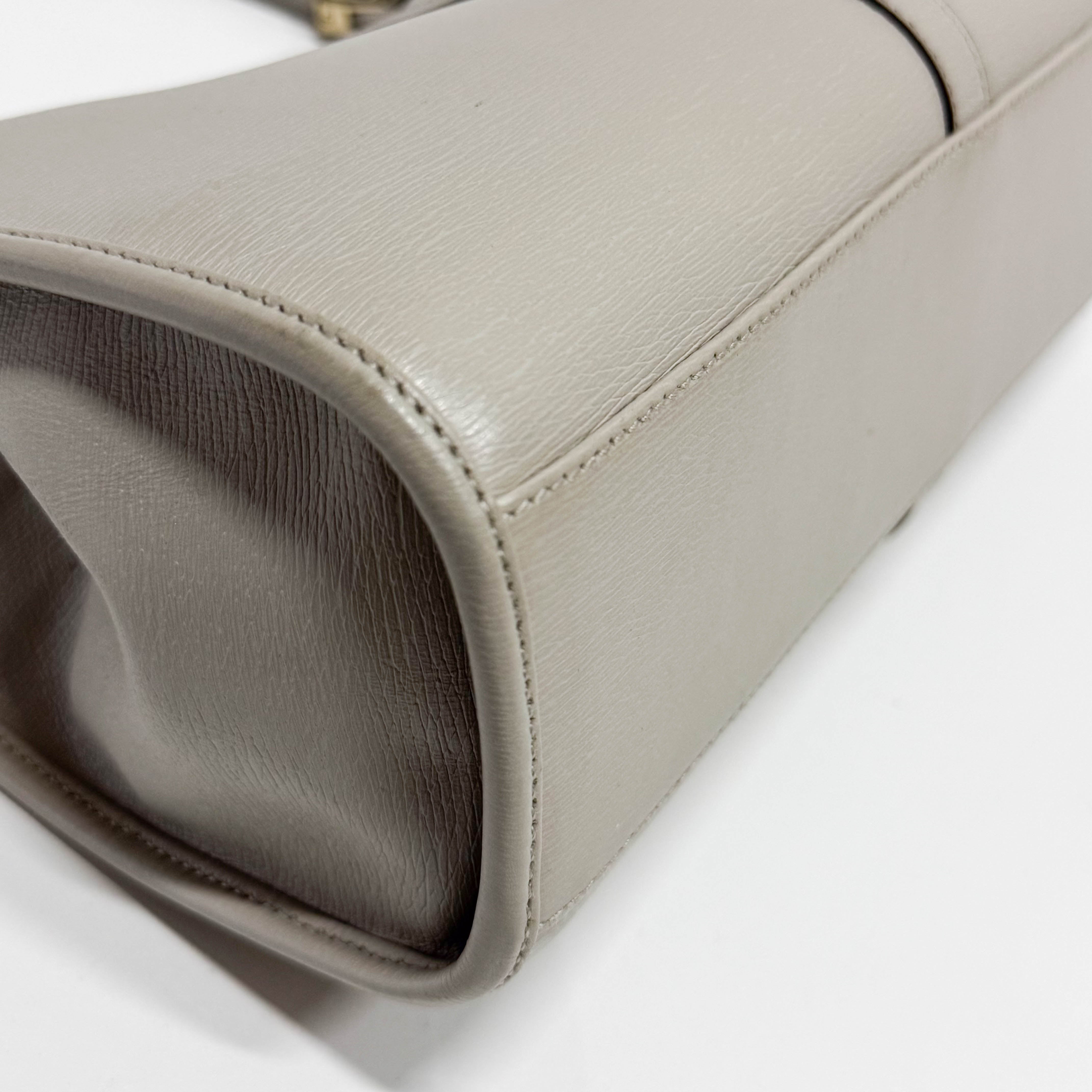 Jackie Small Grey Leather Shoulder Bag