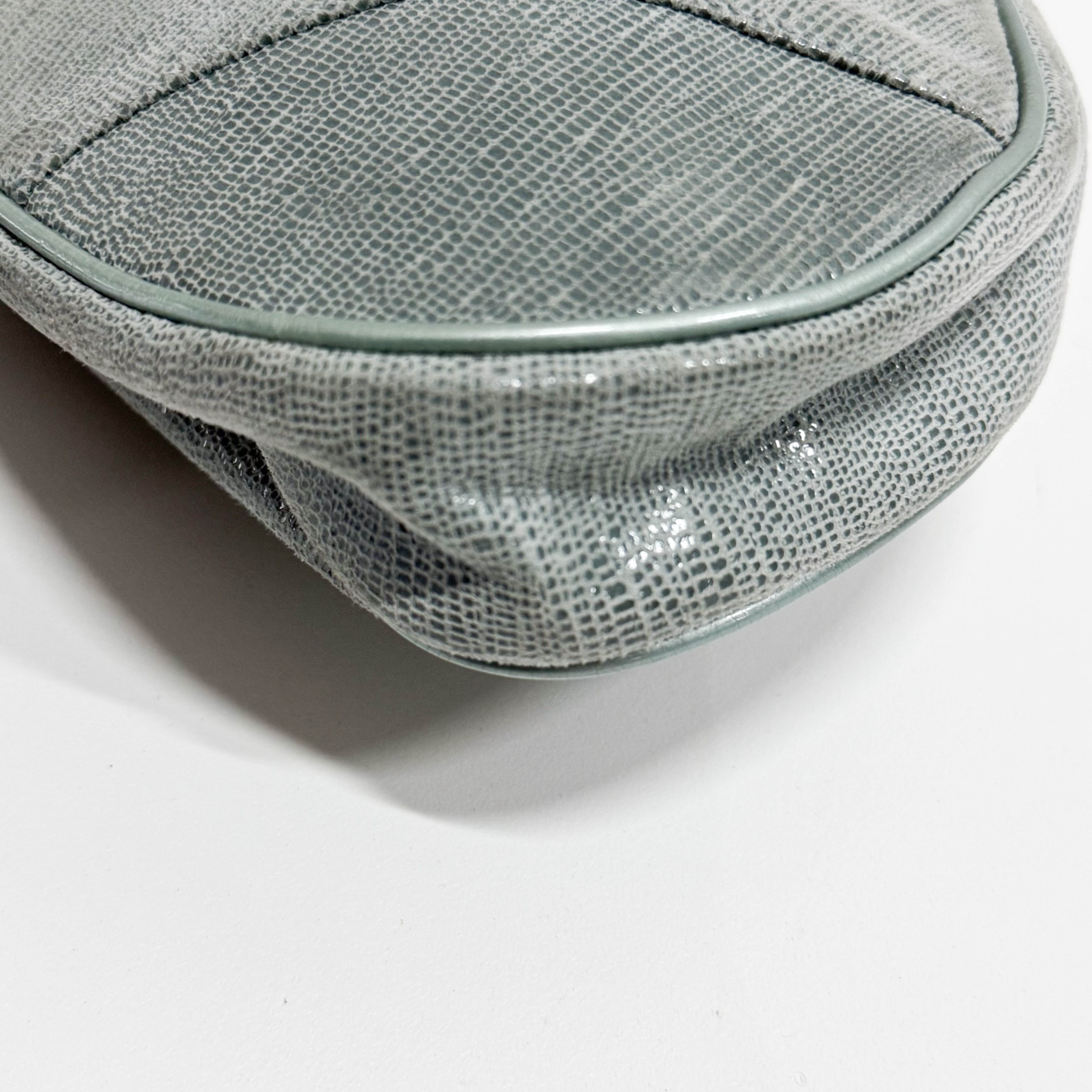 Saddle Blue Lizard Embossed Shoulder Bag