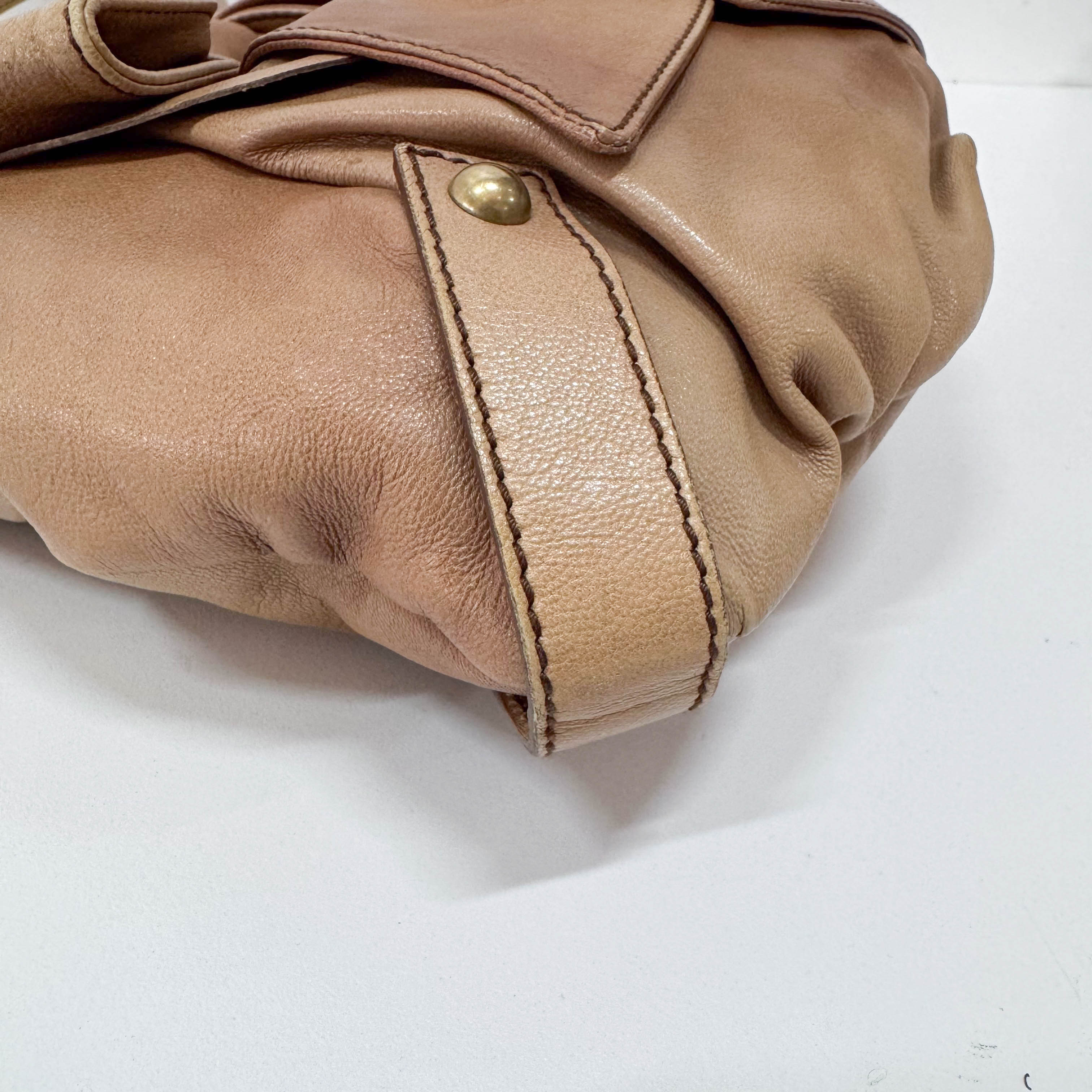 Ribbon Brown Leather Shoulder Bag