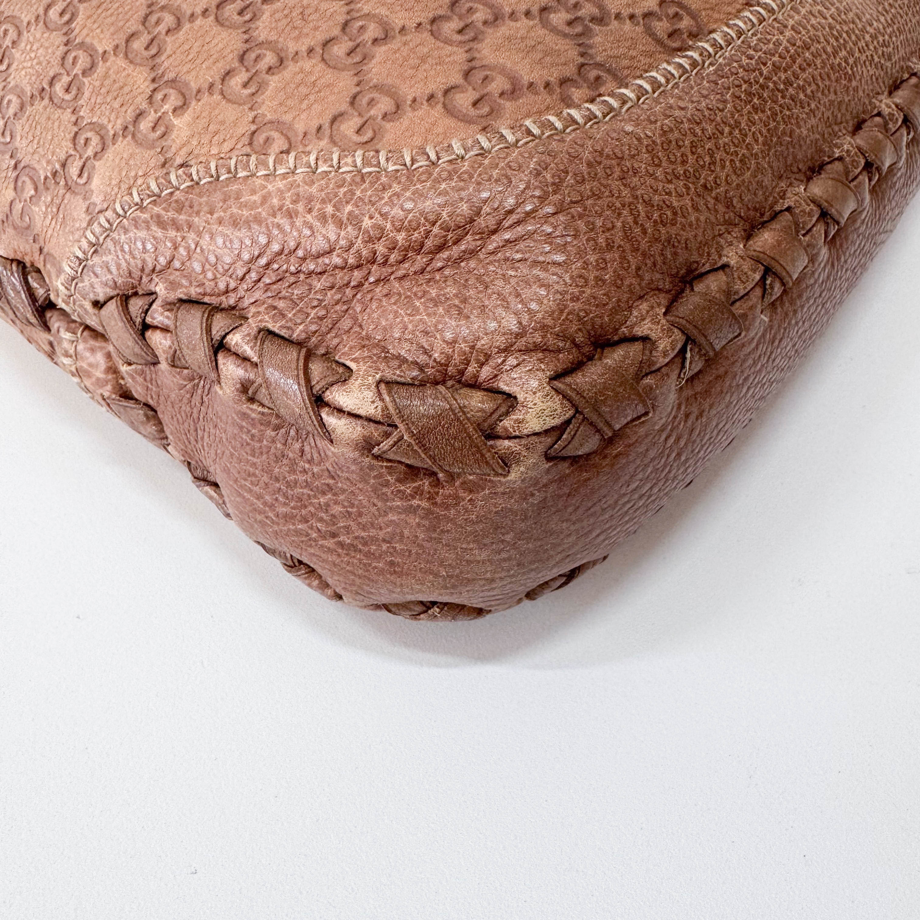 New Jackie Bamboo Guccissima Brown Calfskin Shoulder Bag