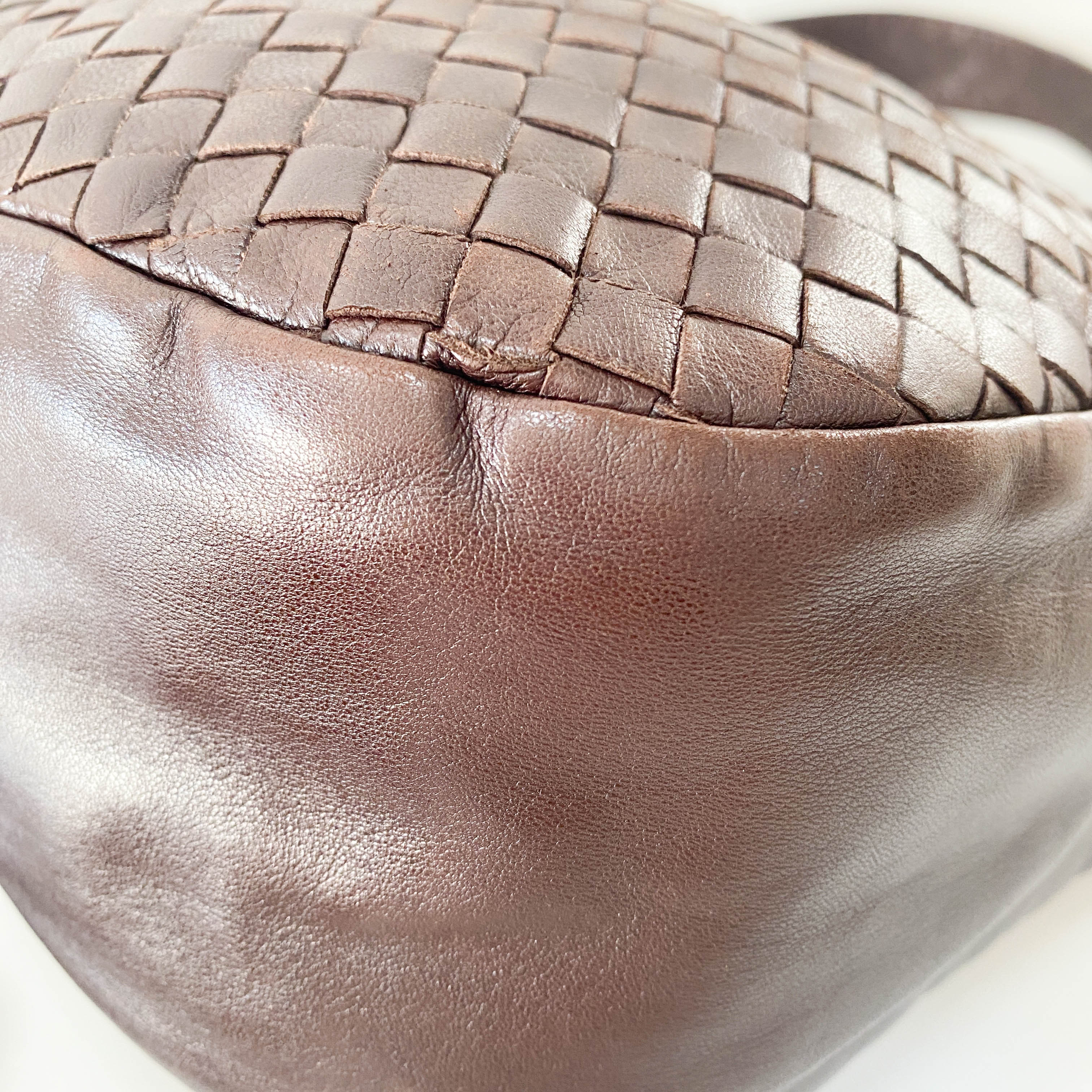 Intrecciato Brown Leather Shoulder Bag