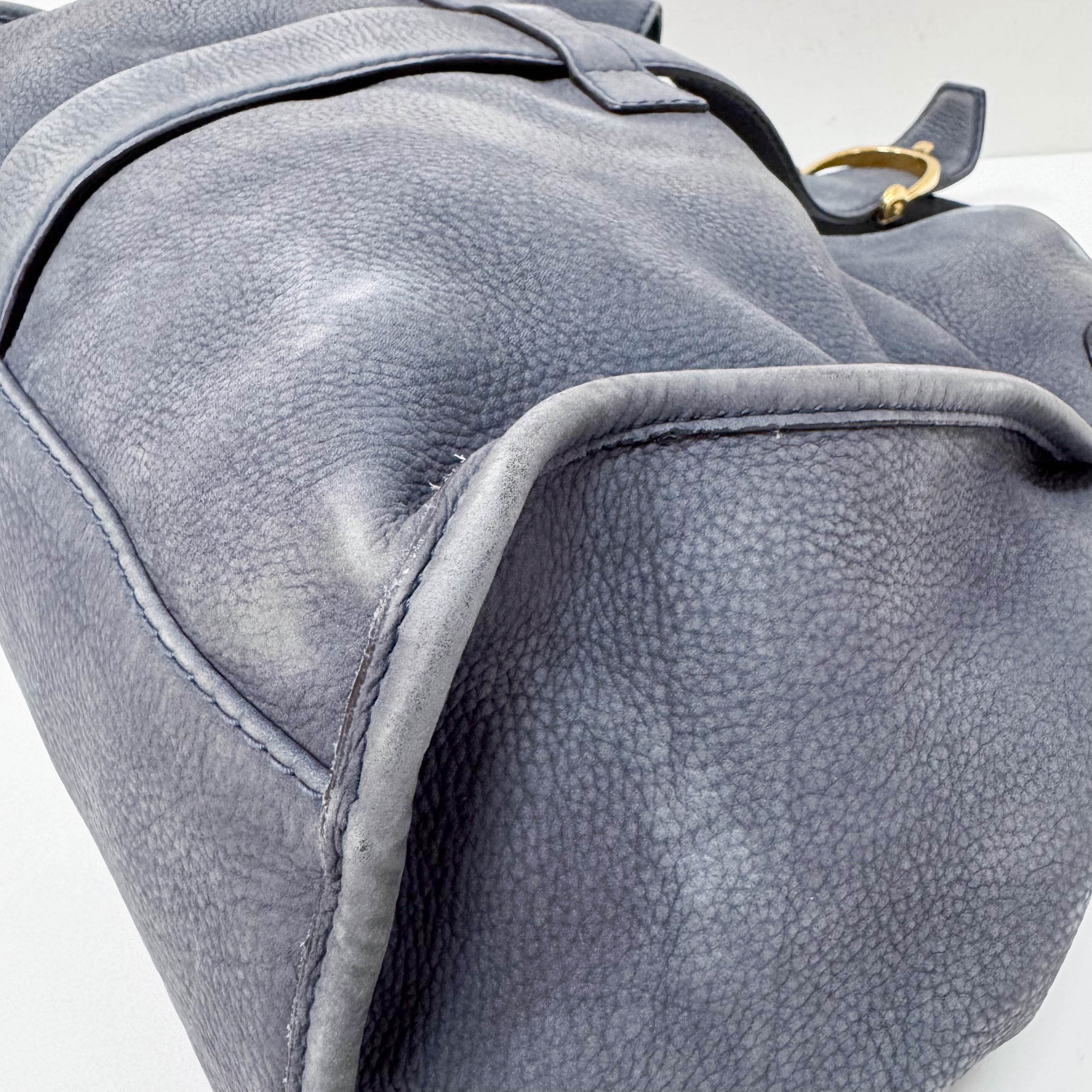Stirrup Blue Leather Shoulder Bag