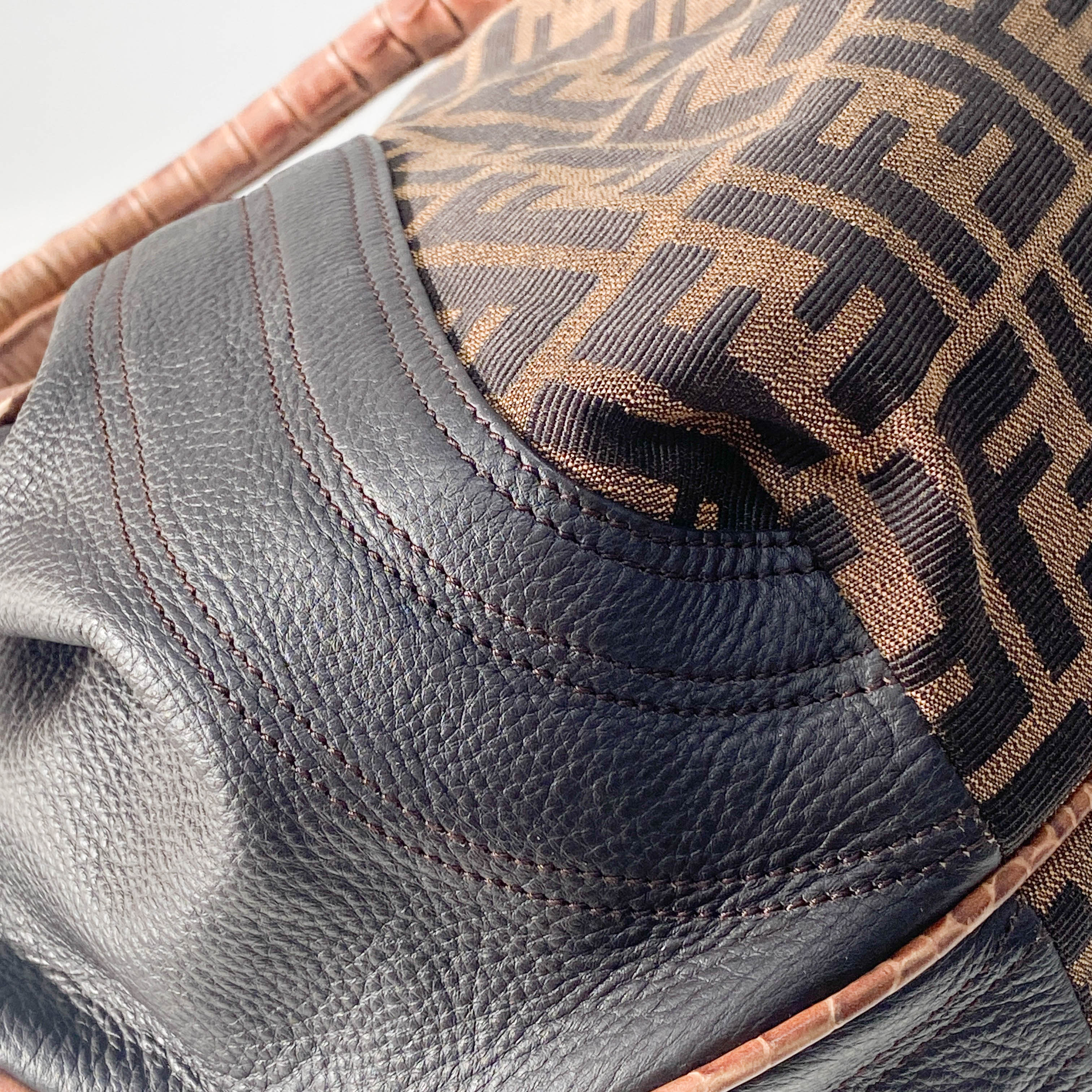 Spy Zucca Canvas & Leather Shoulder Bag