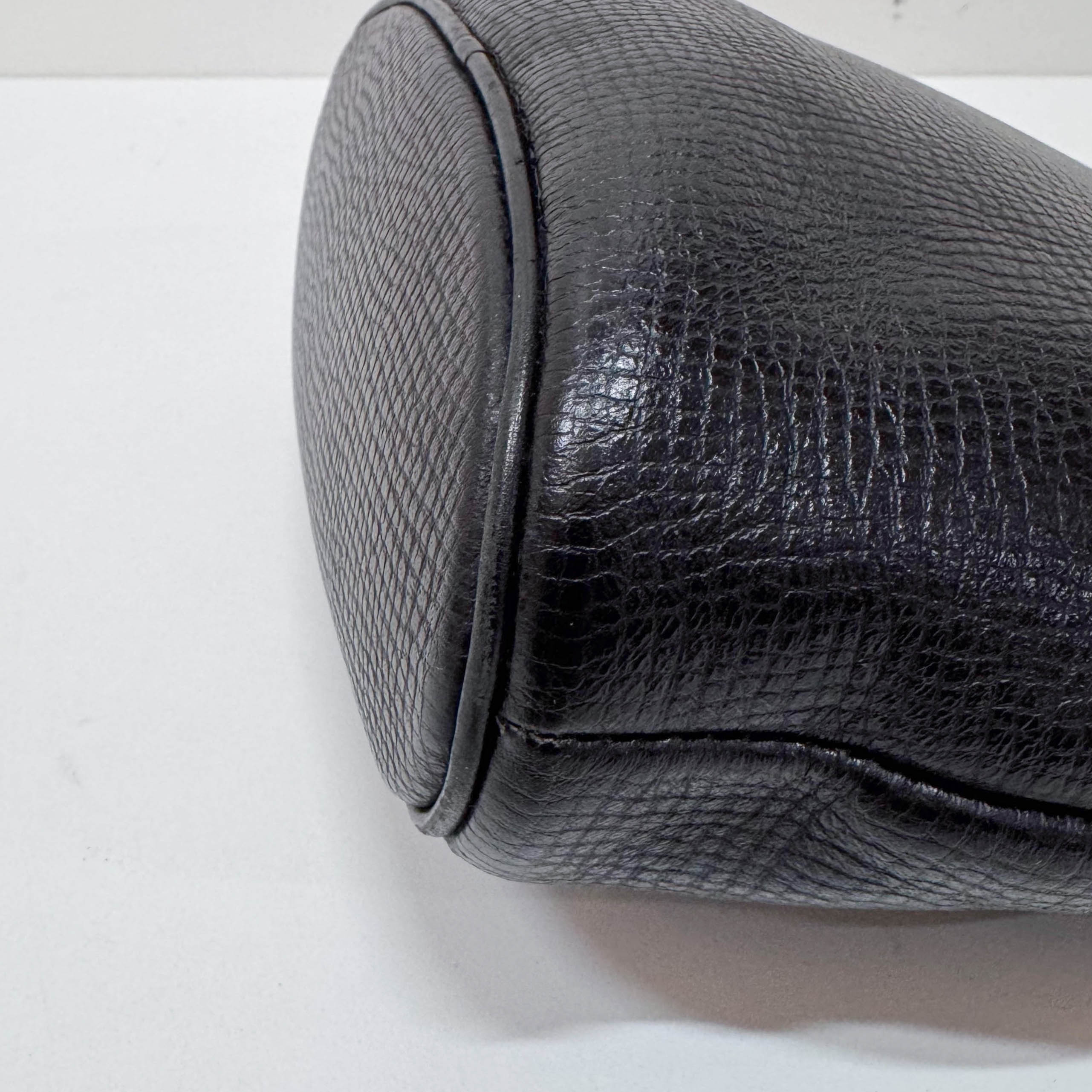 Black Leather Top Handle Bag