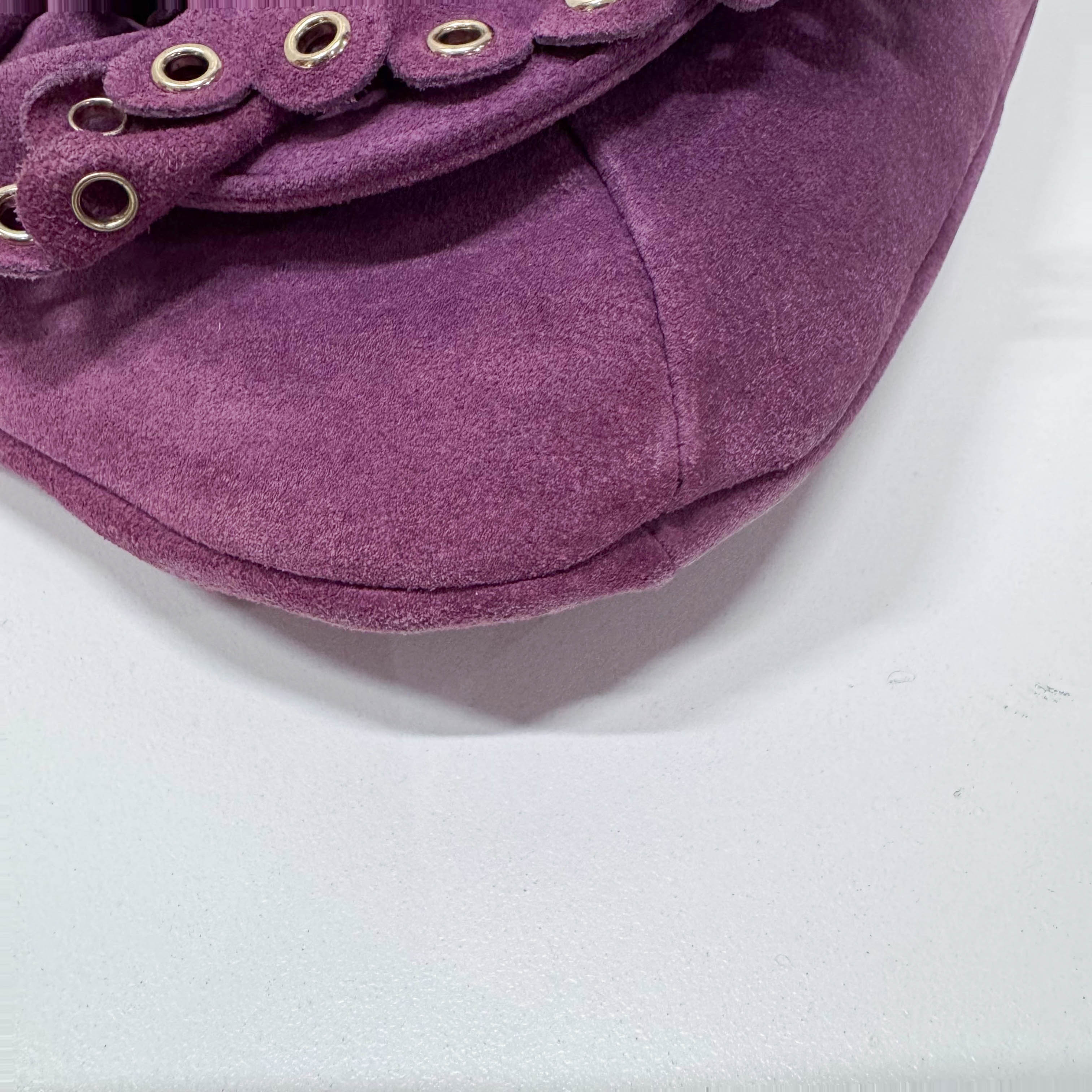 Purple Suede Chain Strap Shoulder Bag