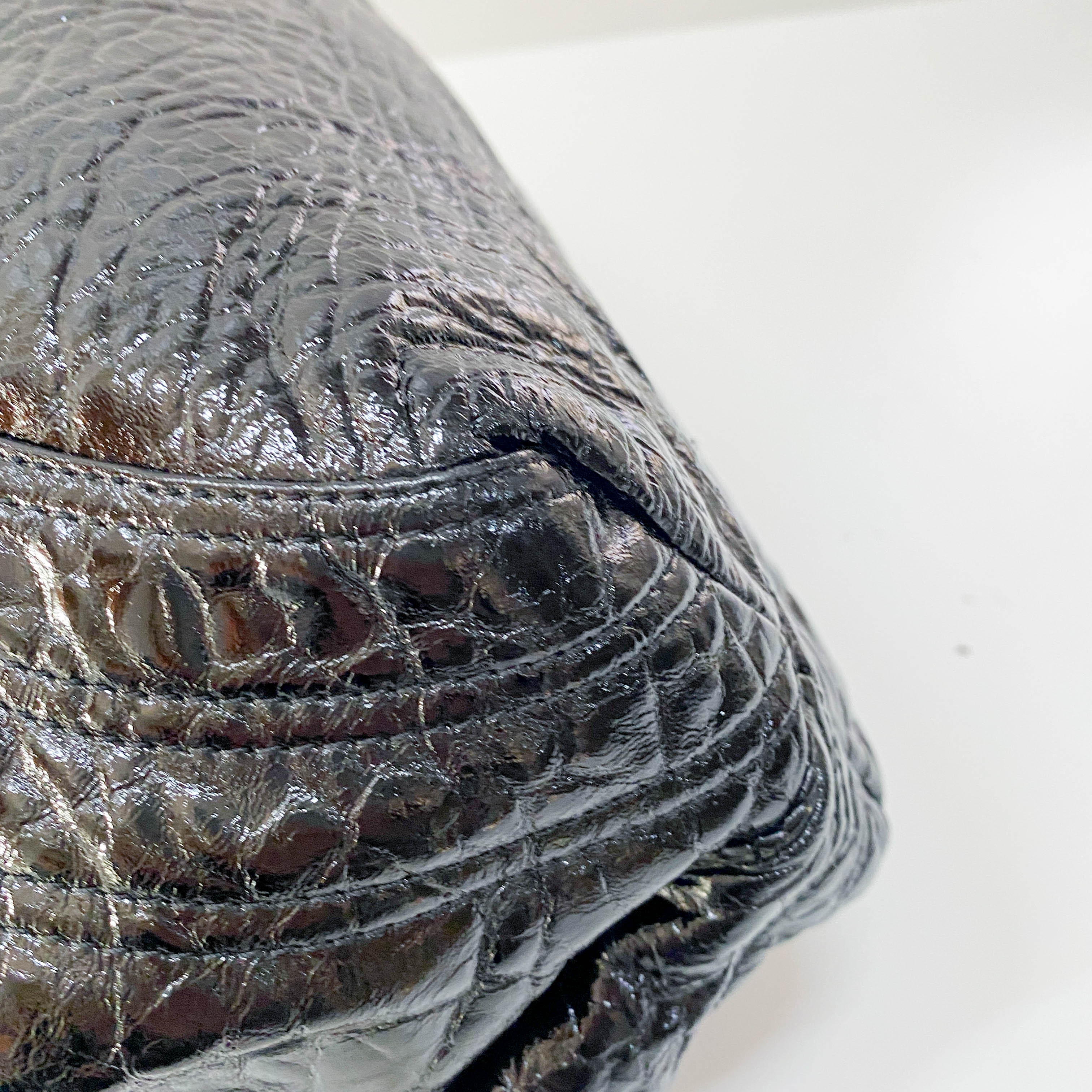 Spy Black Patent Leather Shoulder Bag