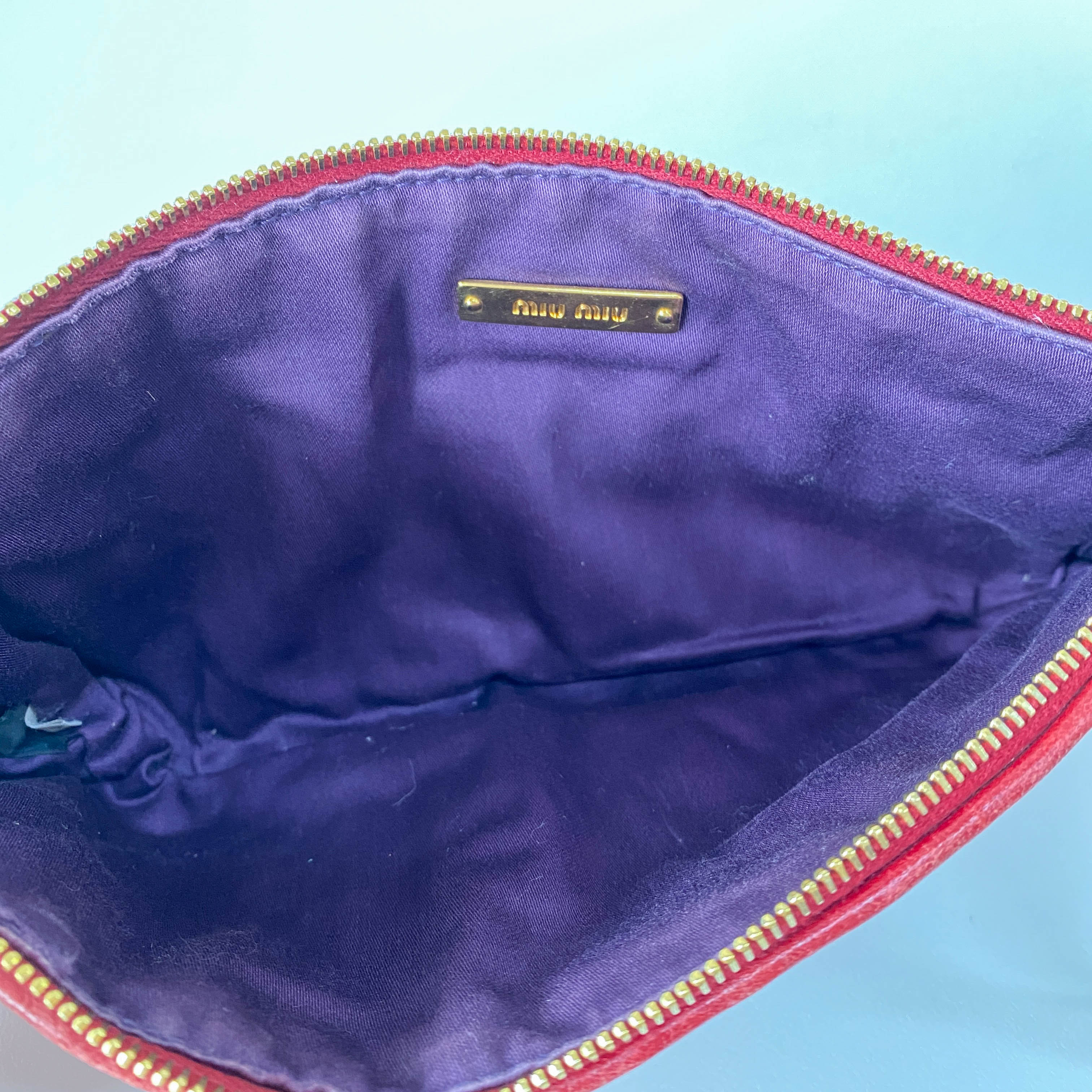 Red Leather Accessory Pouch