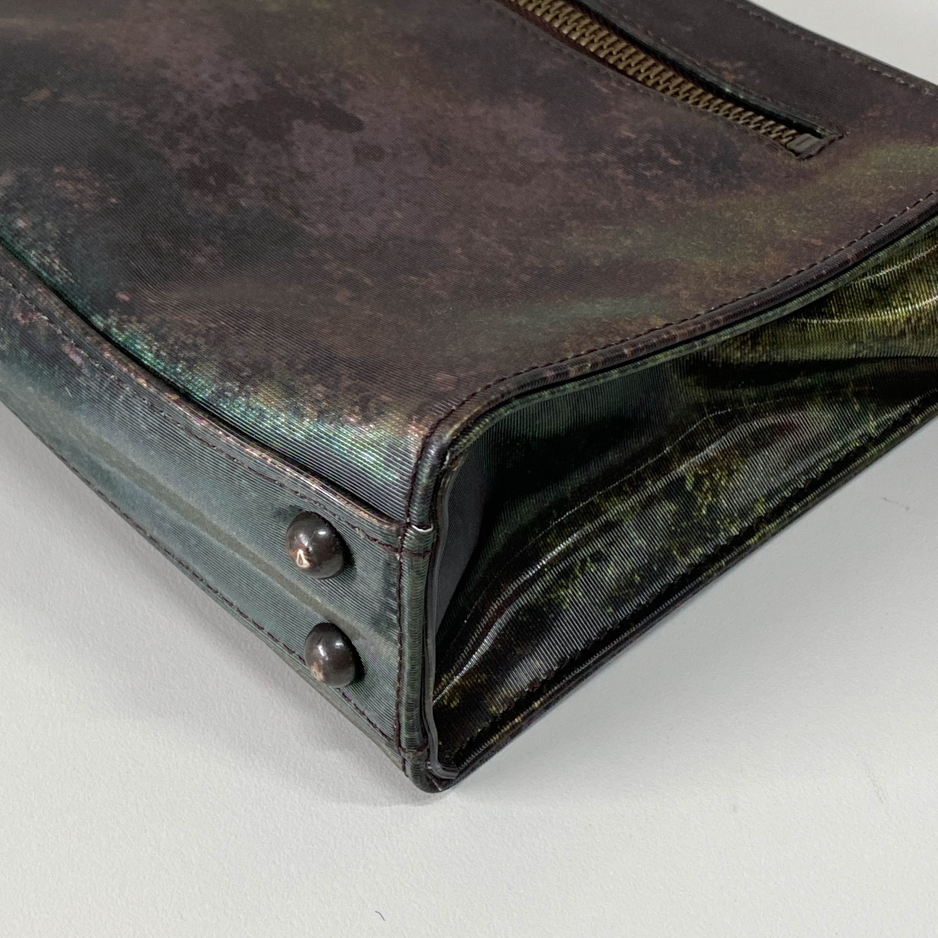 Green Coated Canvas Shoulder Bag