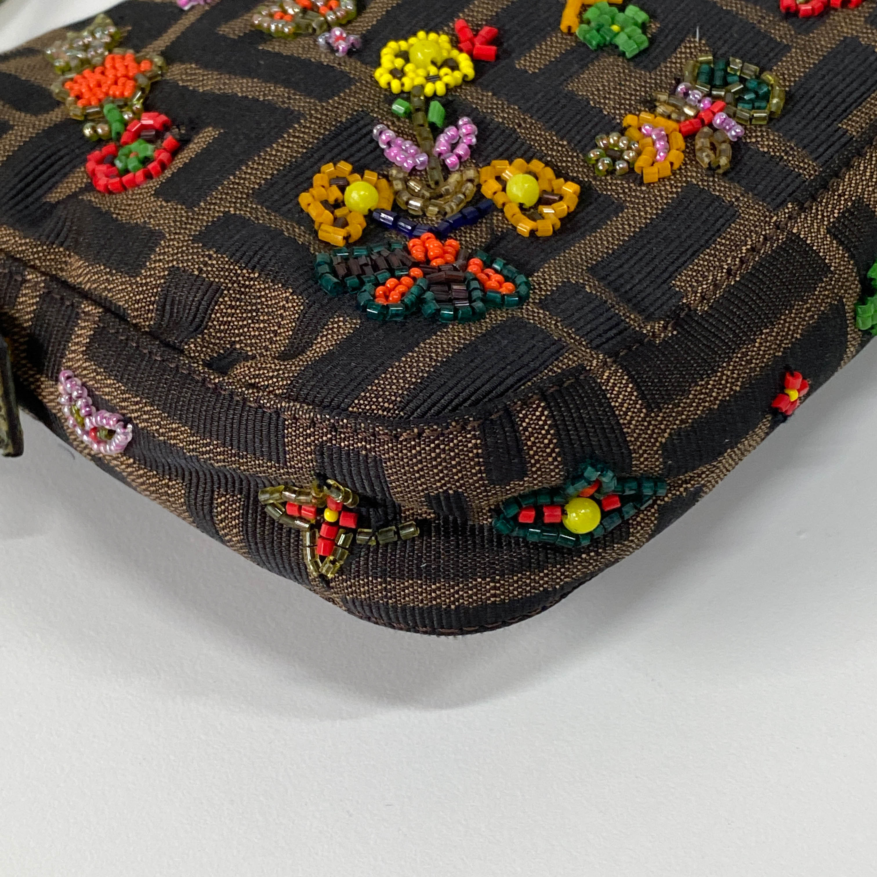 Zucca FF Design With Beads Baguette Shoulder Bag