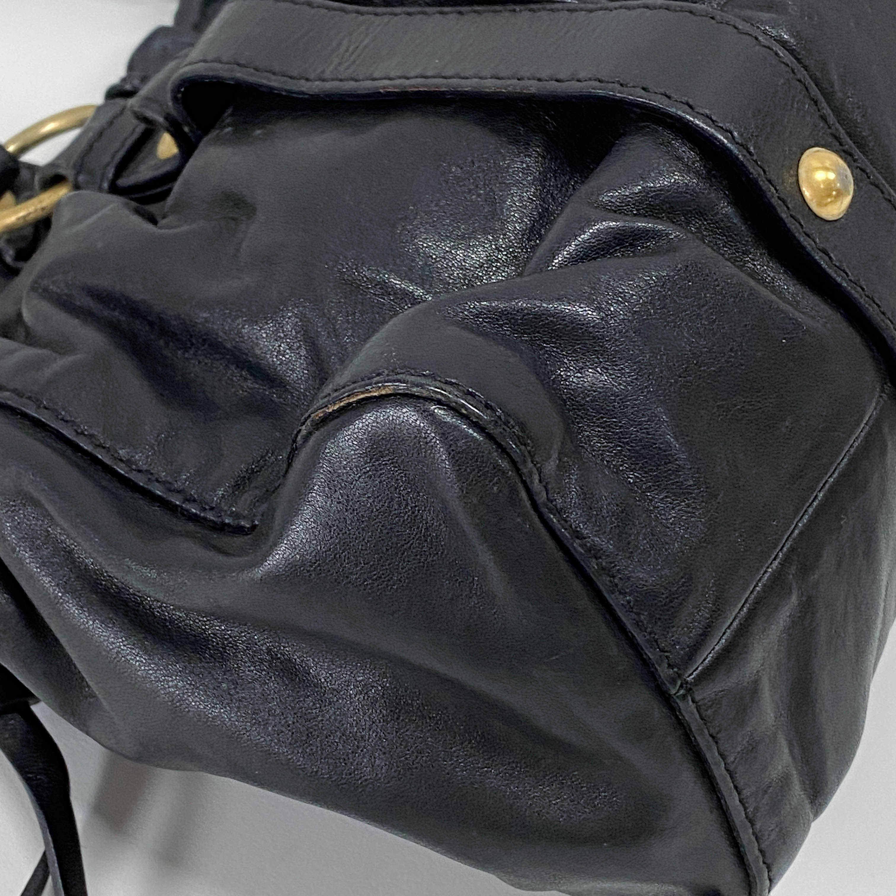 Vitello Black Leather Two Way Bag