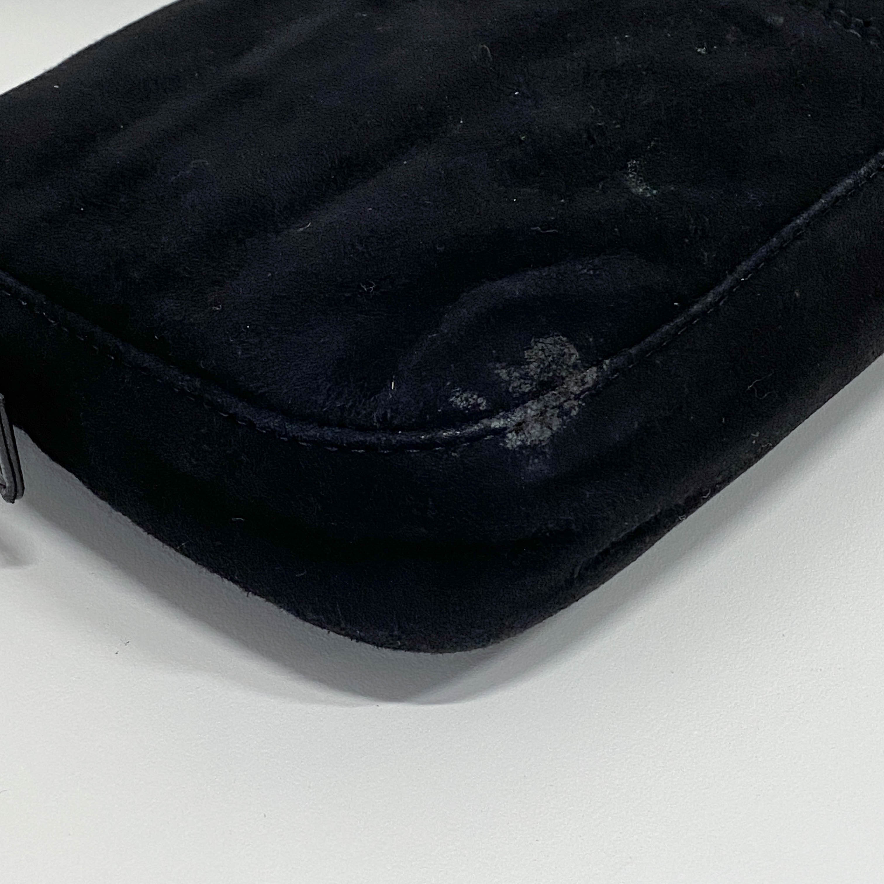 Baguette Black Suede Shoulder Bag