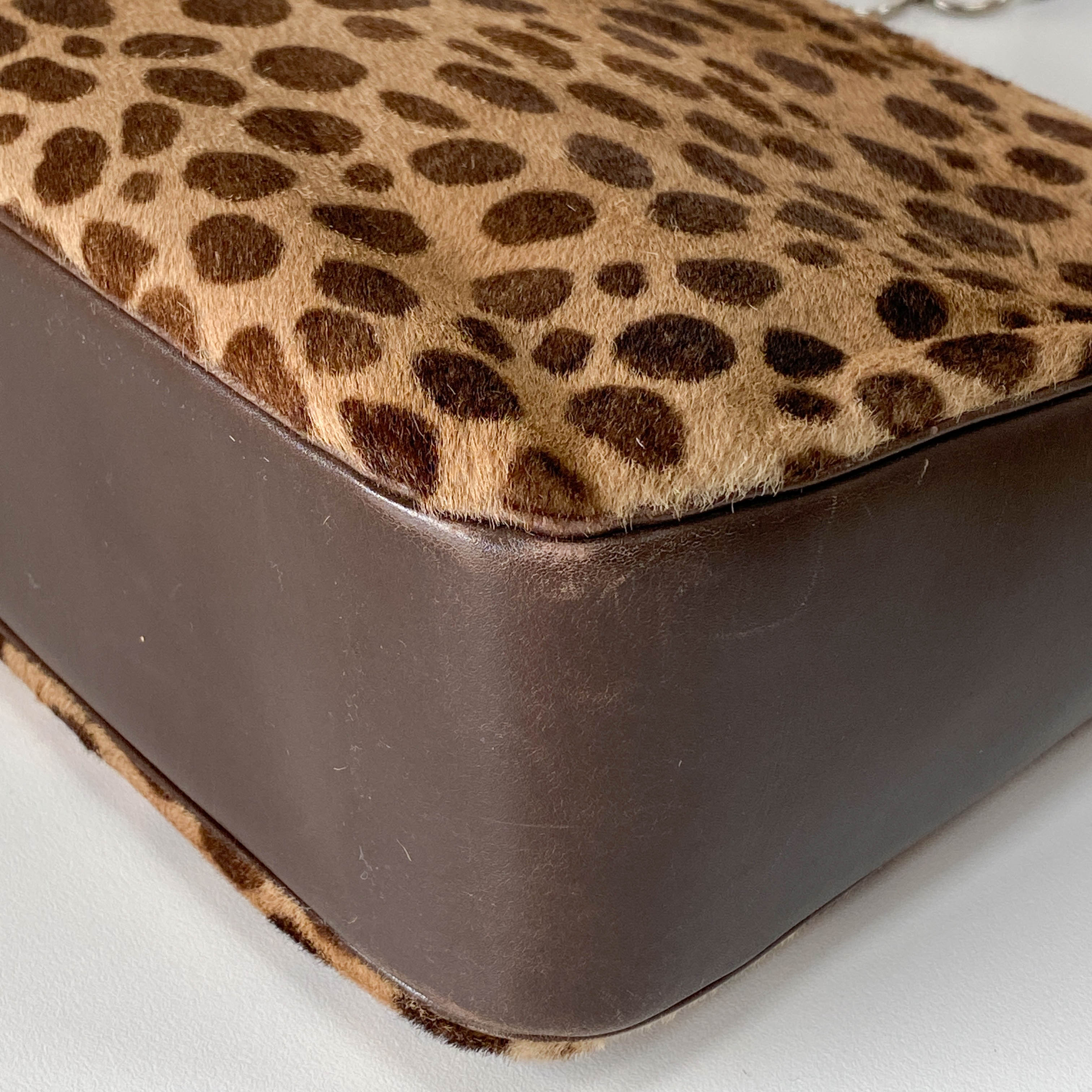 Brown Leopard Print Pony Hair Shoulder Bag