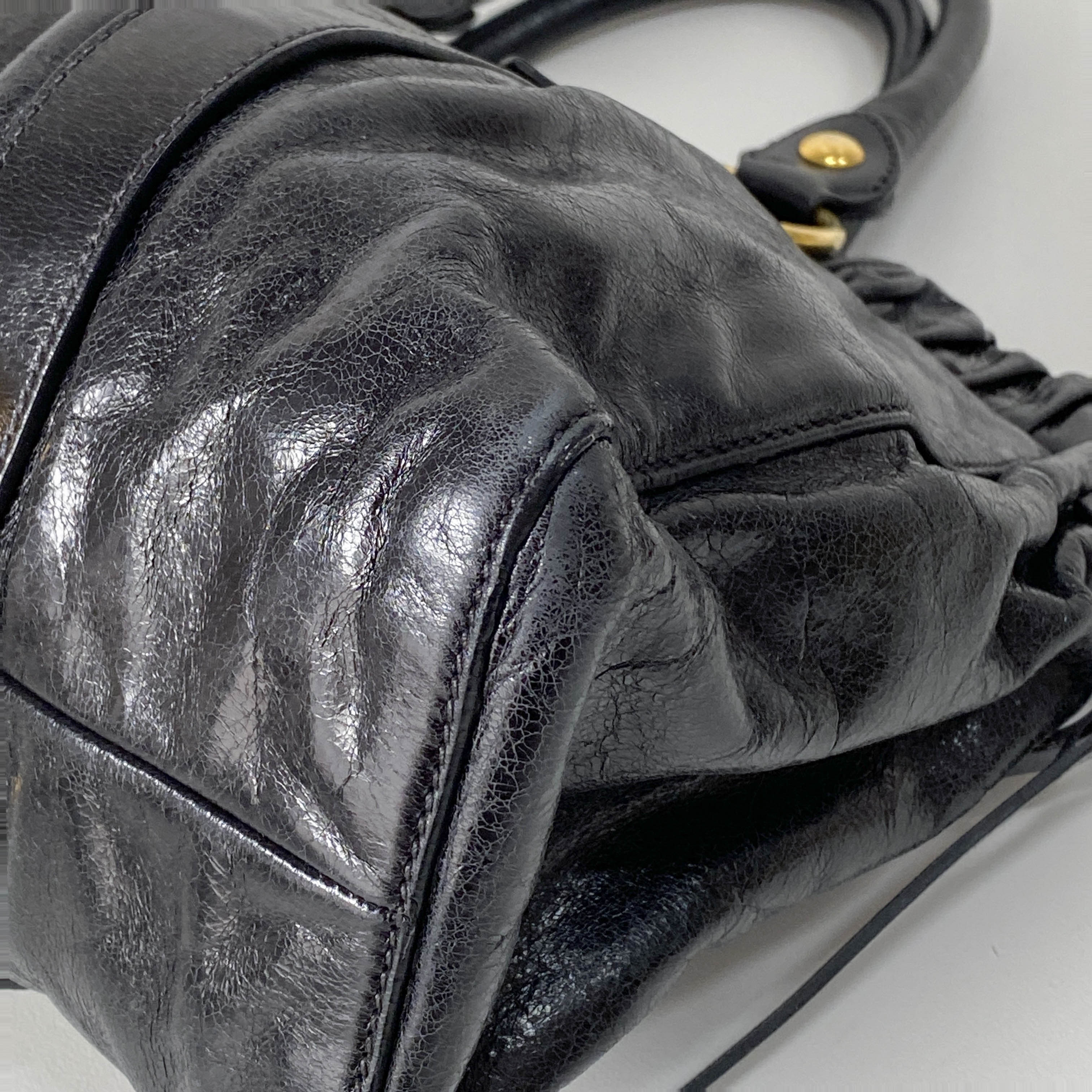 Vitello Black Calfskin Leather Two Way Bag