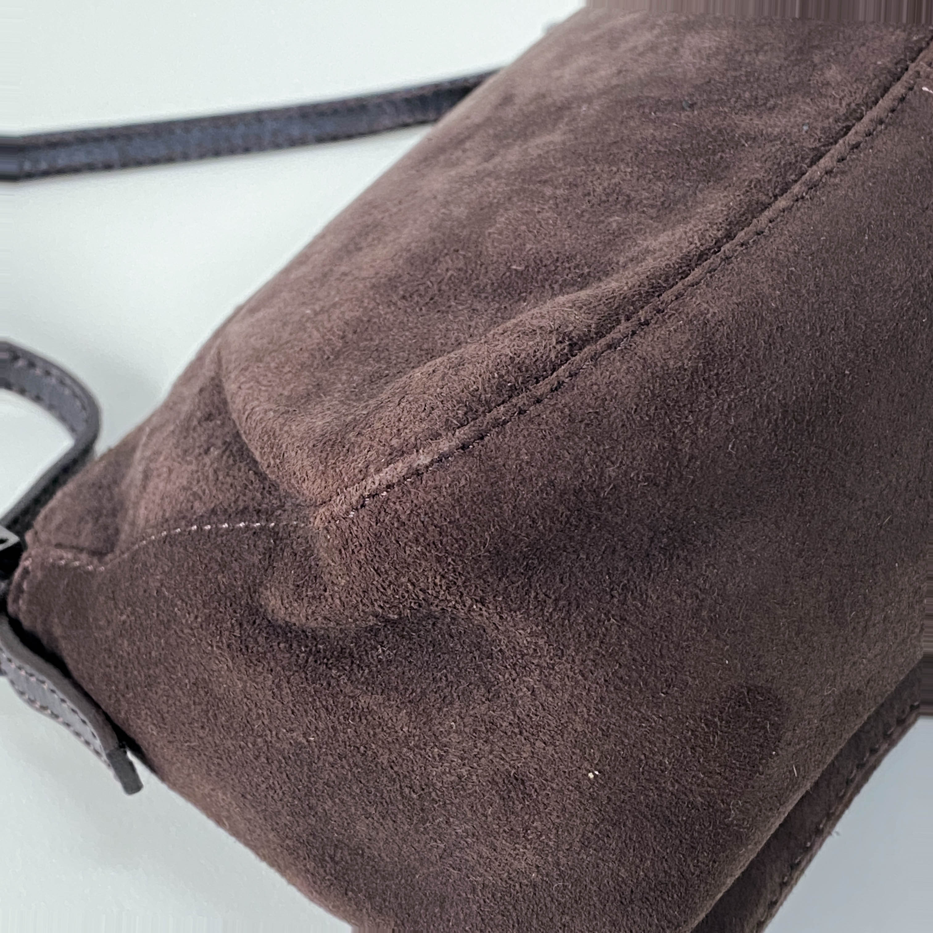 Mini Mamma Baguette Brown Suede Shoulder Bag