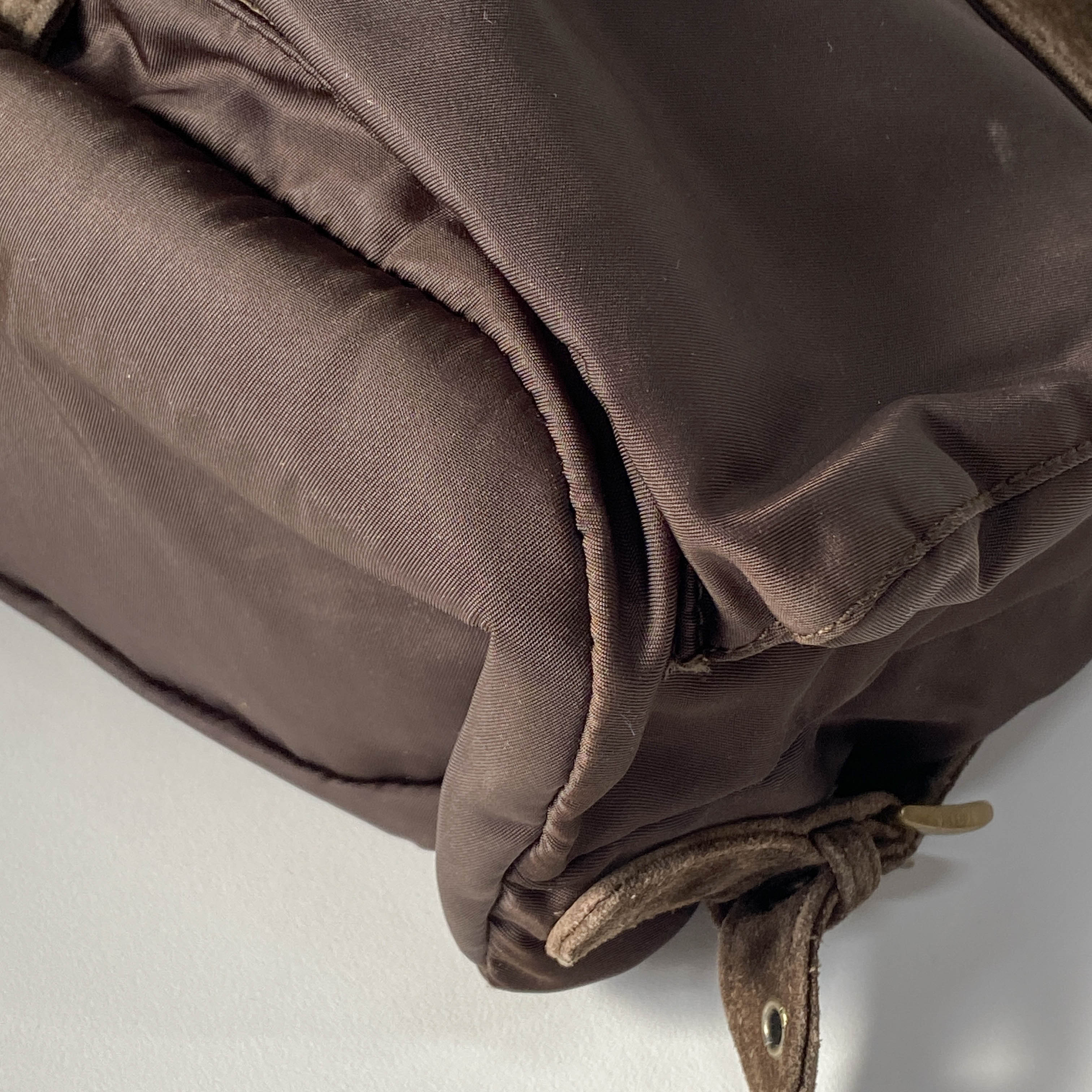 Brown Nylon & Suede Backpack