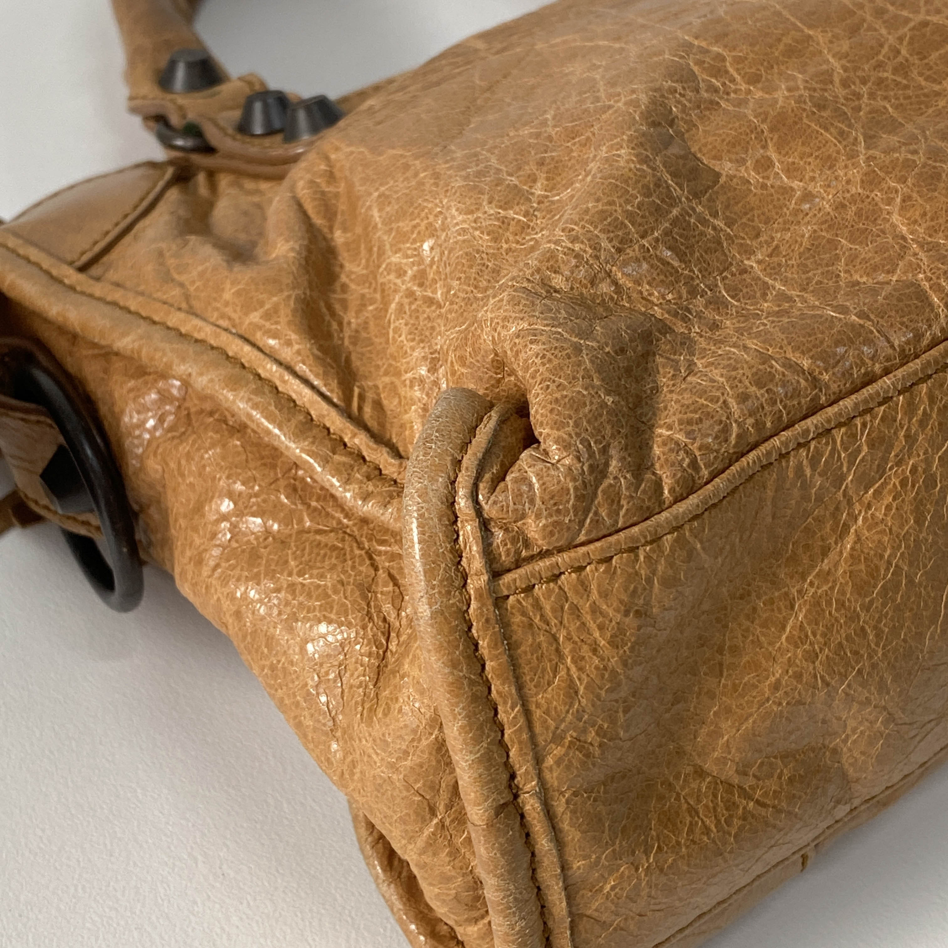 The City Mini Brown Calfskin Leather Handbag