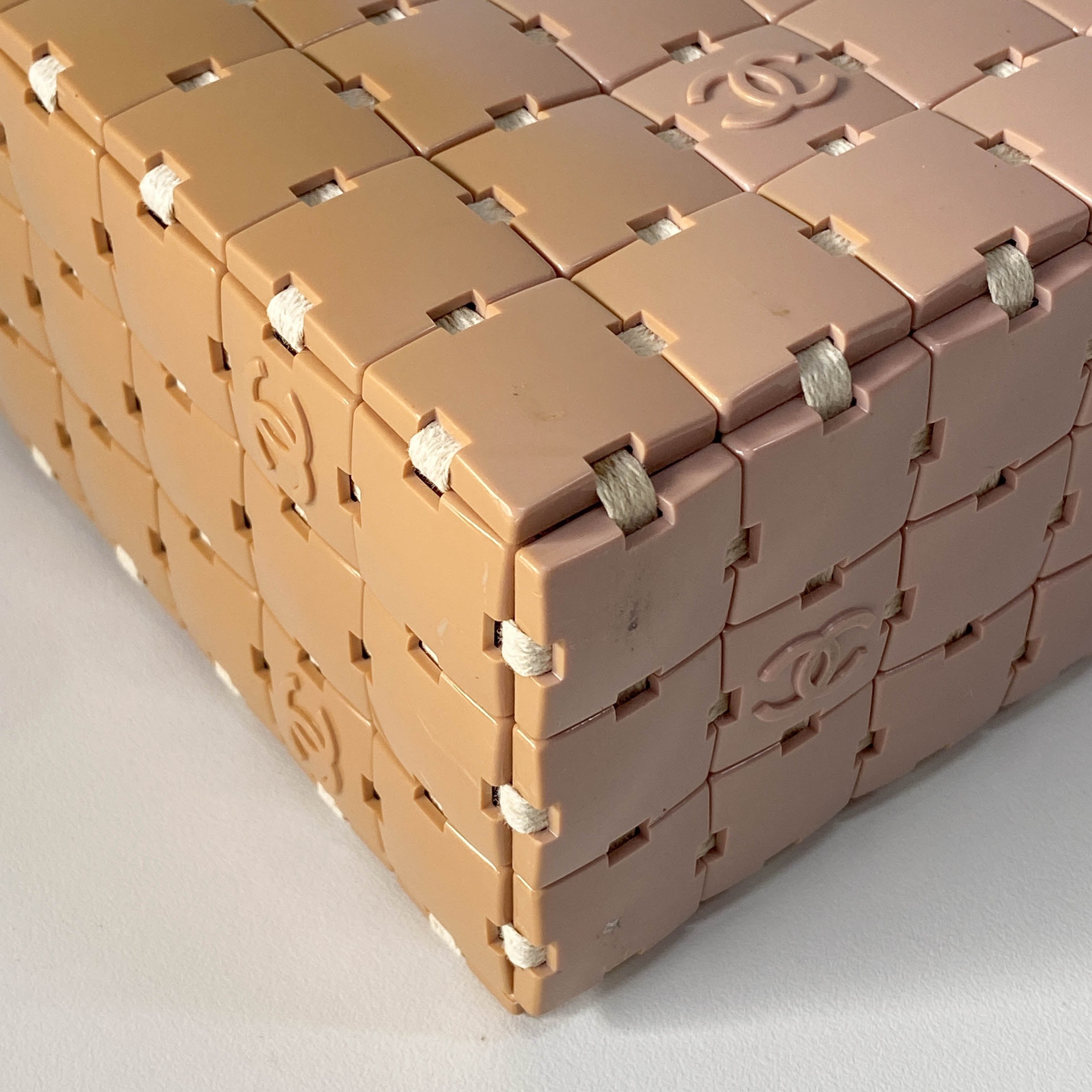 Puzzle Pink/Beige Leather Hand Bag