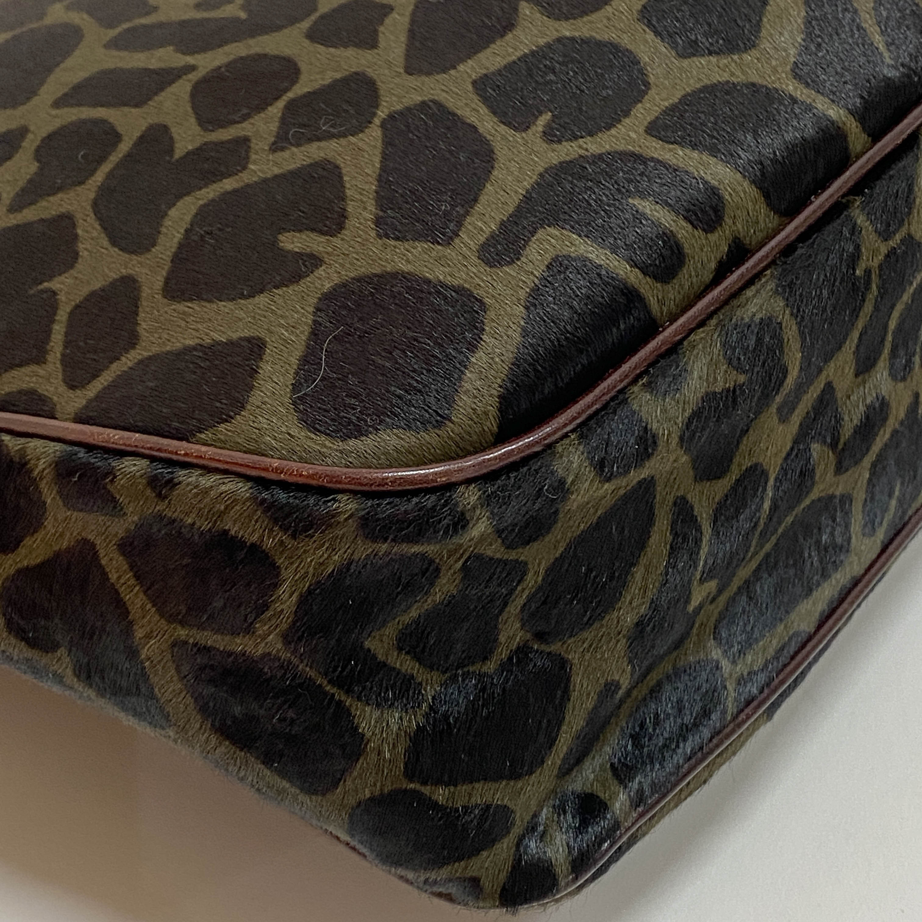 Brown Leopard Print Pony Hair Shoulder Bag