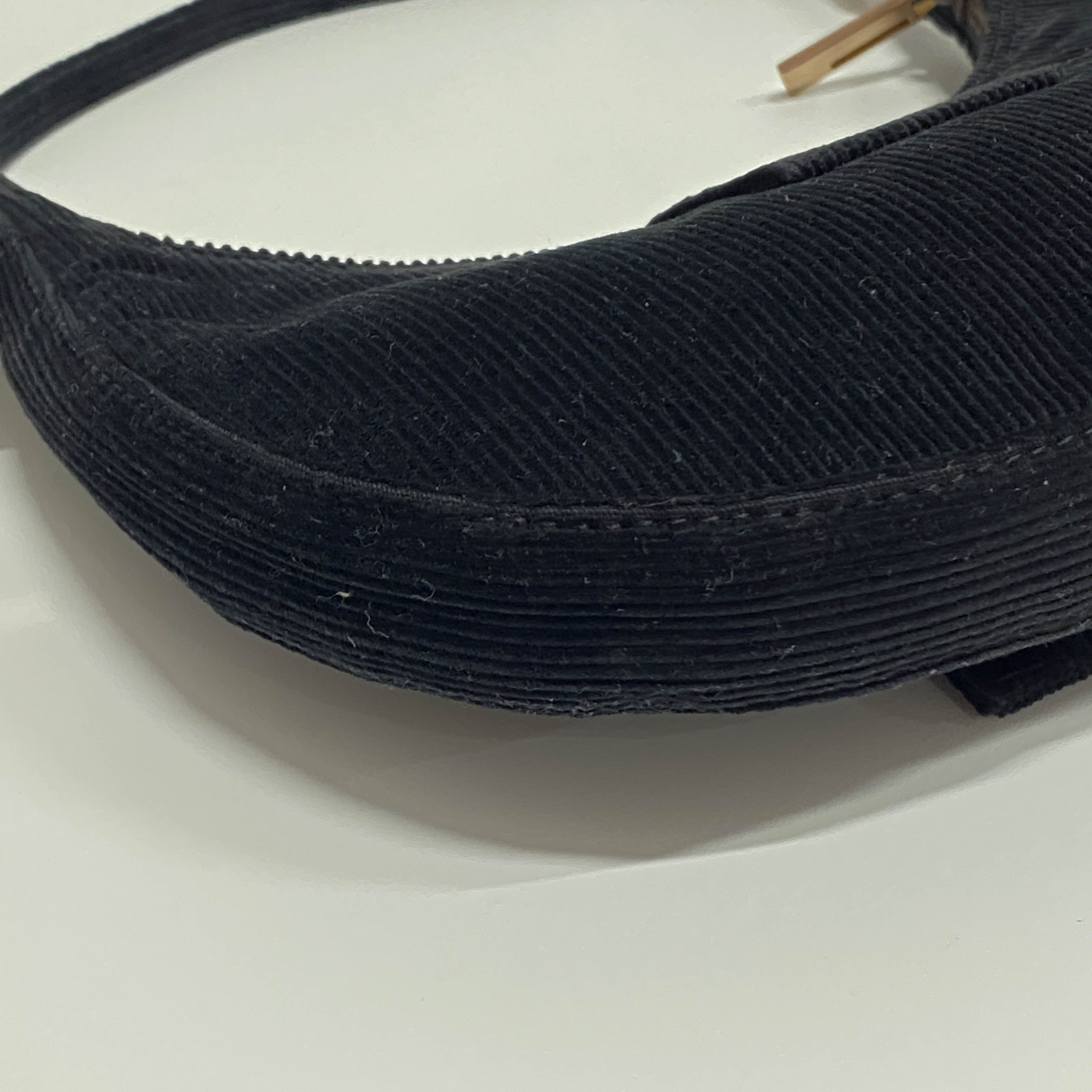 Croissant Black Corduroy Shoulder Bag