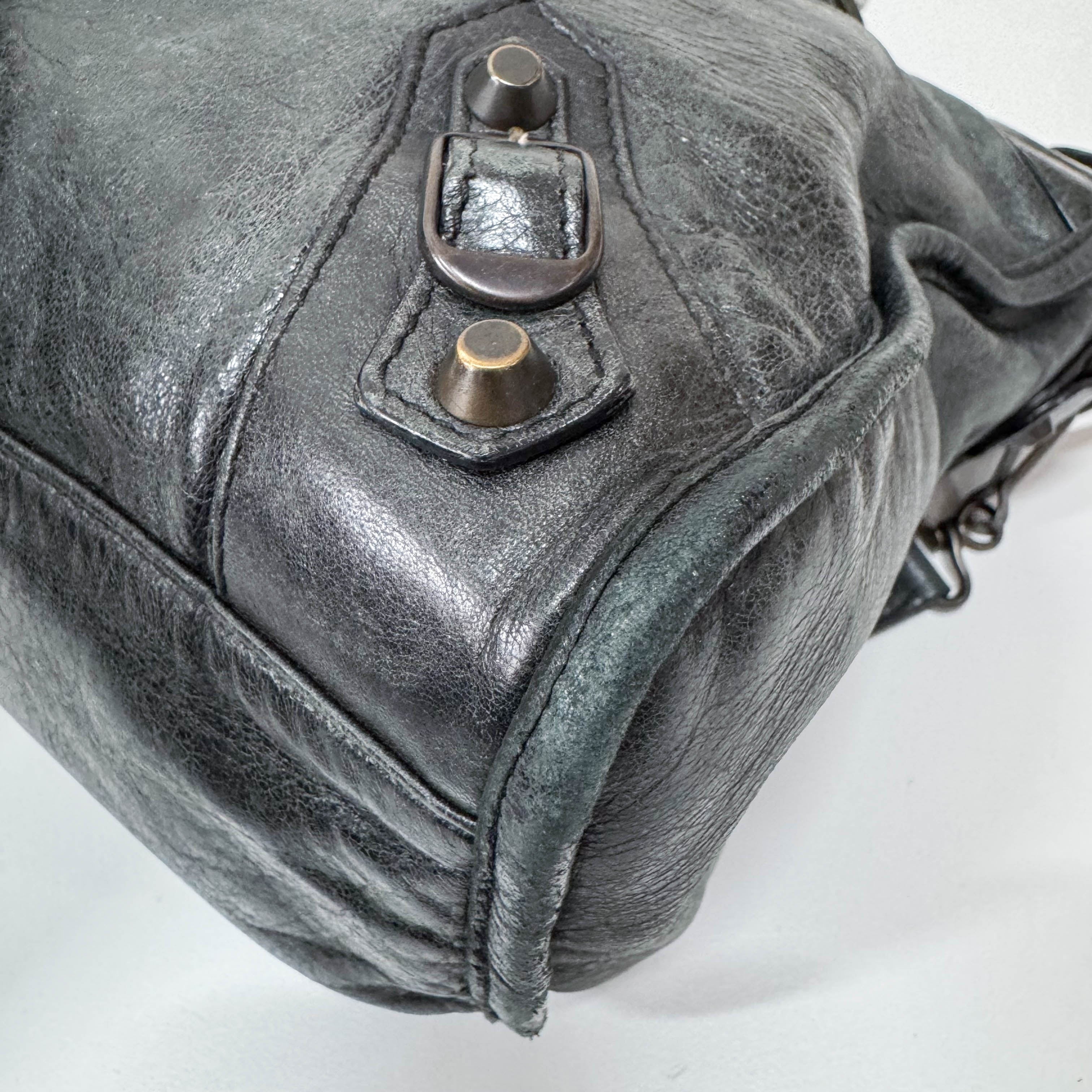The First Grey Calfskin Leather Two Way Bag