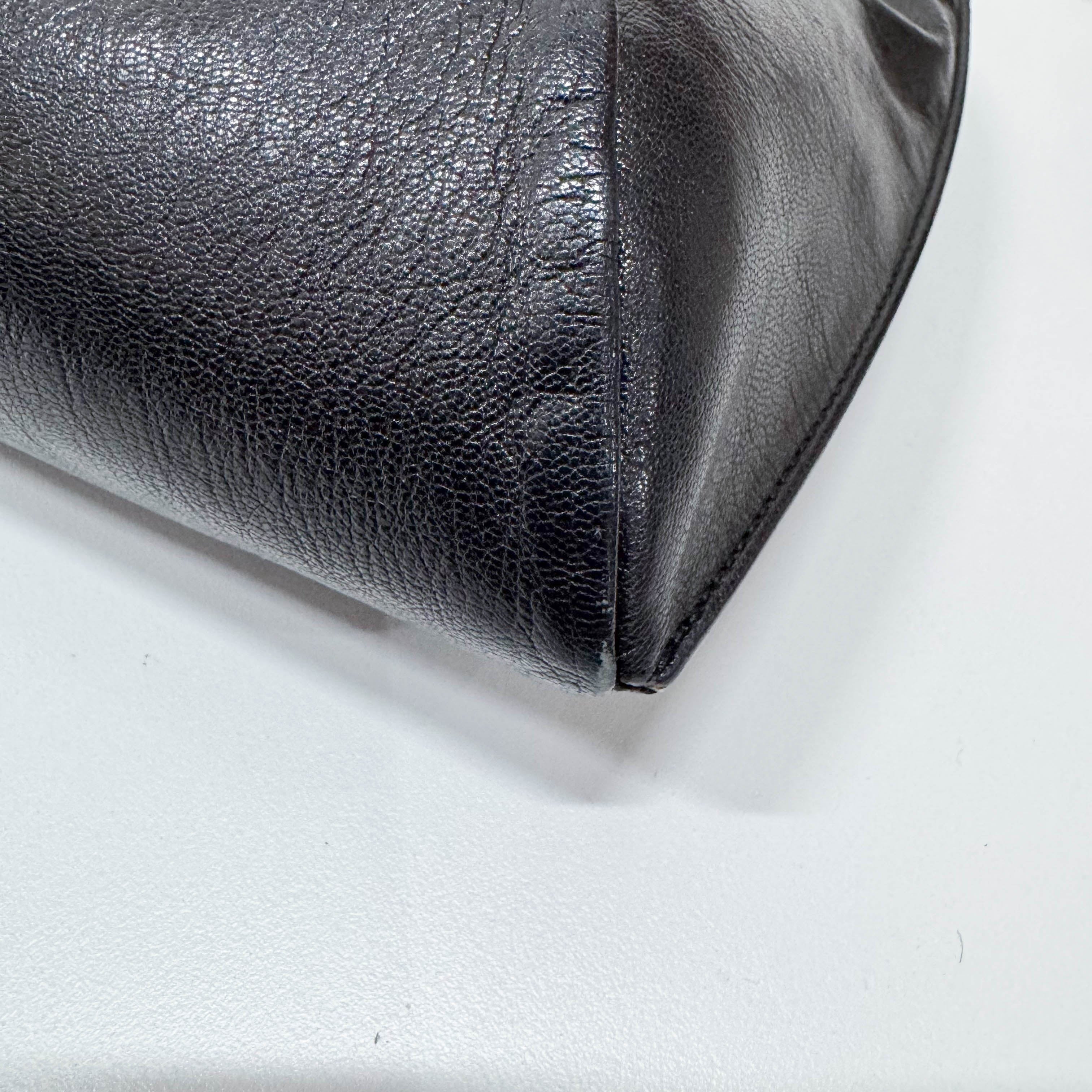 Mombasa Black Leather Double Buffalo Horn Shoulder Bag