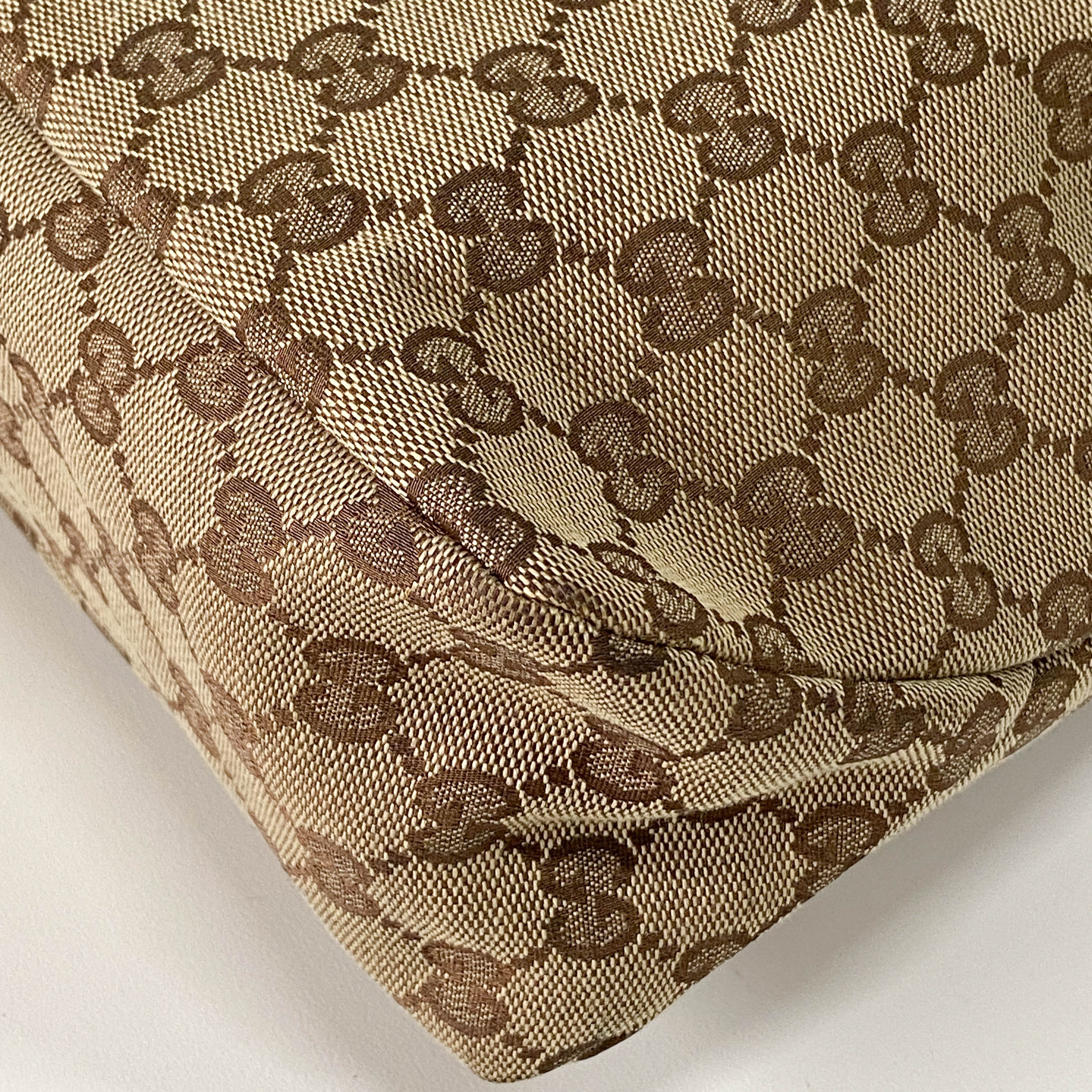 GG Brown Canvas Horsebit Hobo Bag