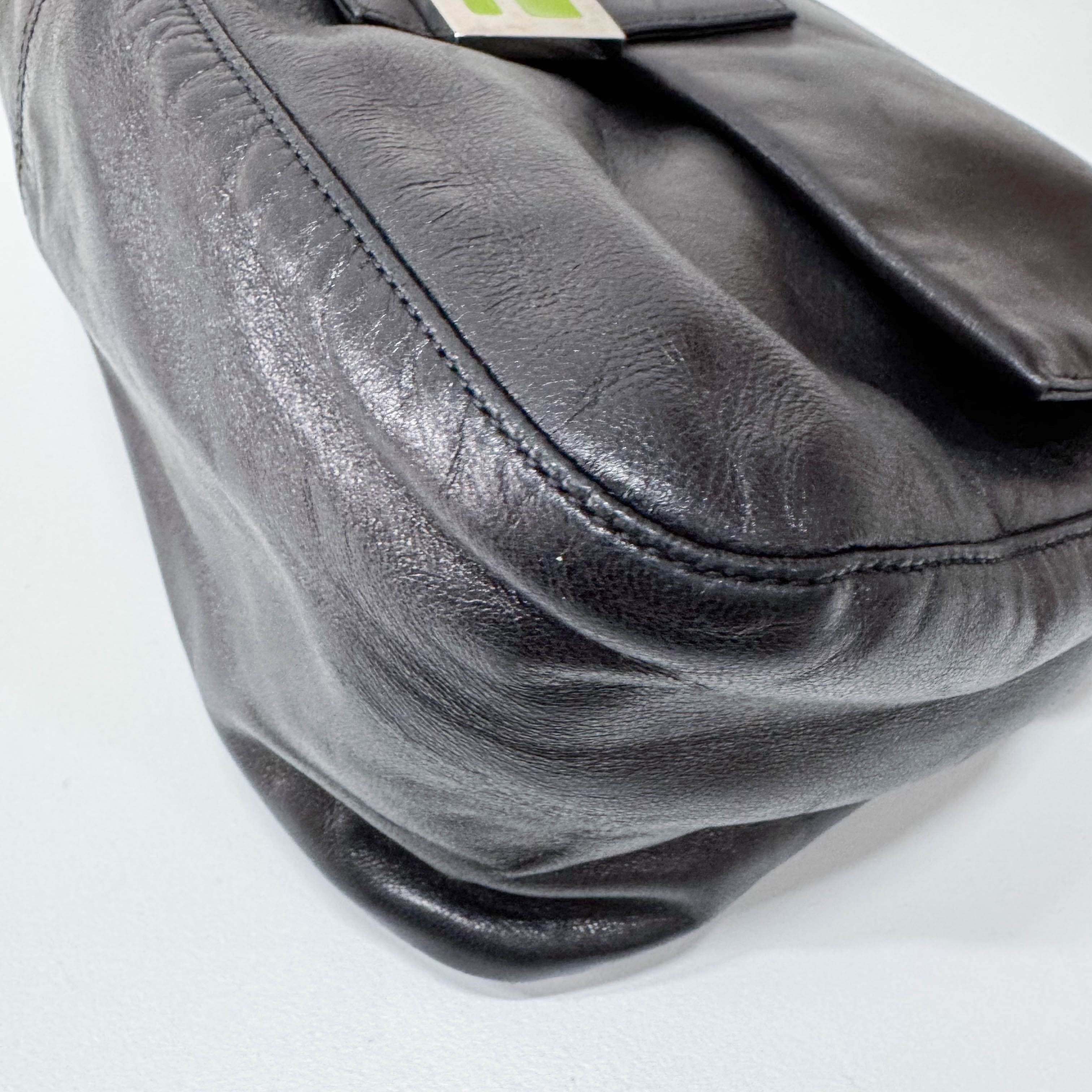 Mamma Baguette Black Leather Shoulder Bag